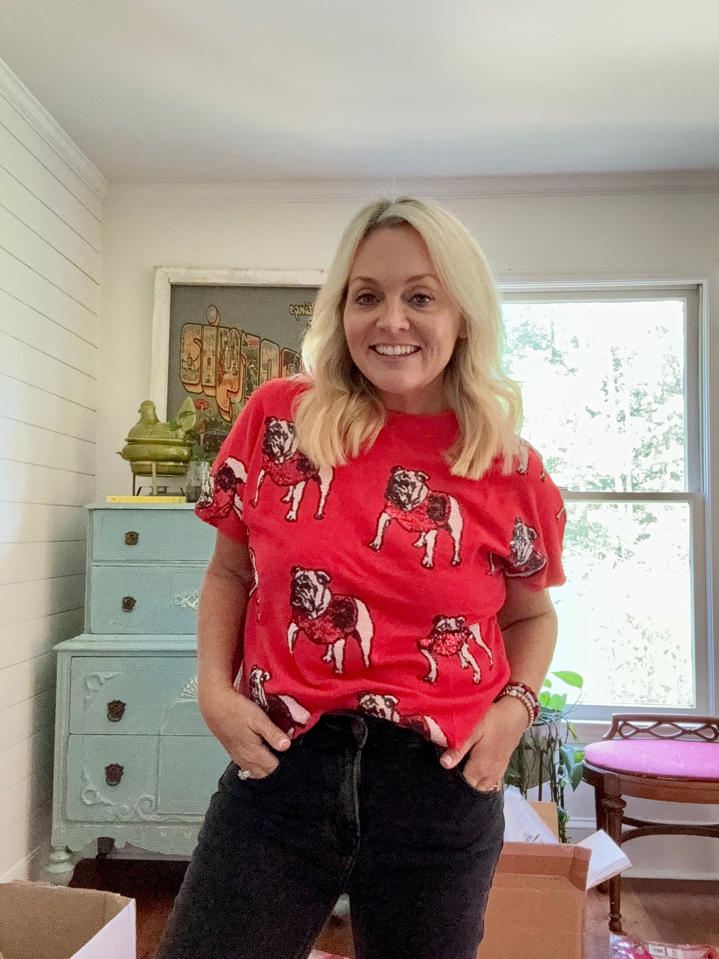The bulldog sequin Terry top
