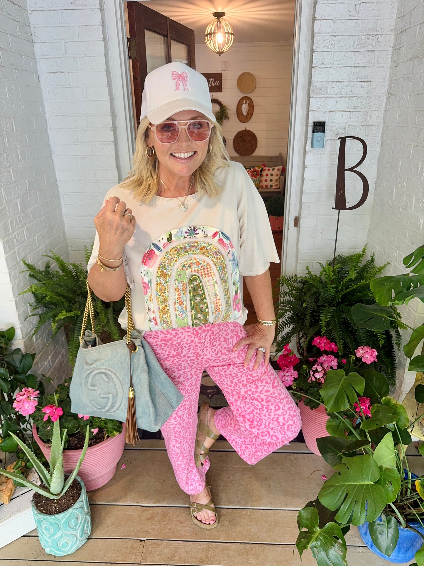Summer pink ankle pants leopard runs small marked down