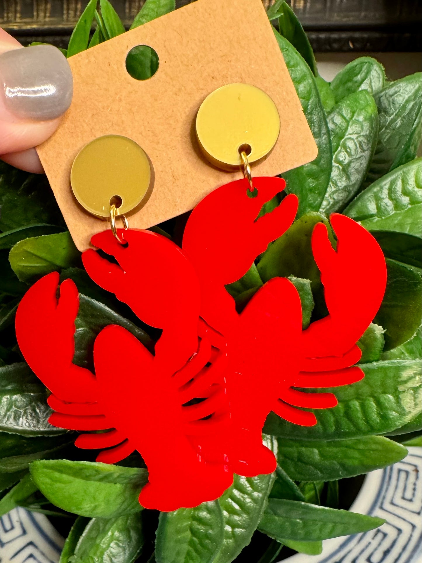 lobster acrylic earrings