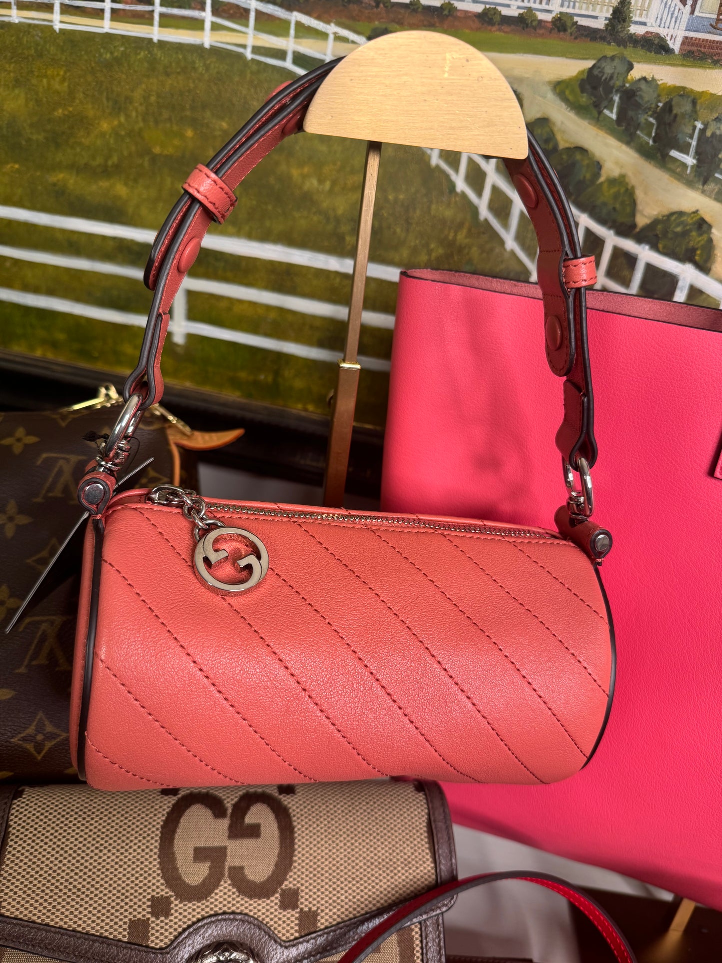 Gucci Blondi one shoulder pink bag with dust bag pre loved