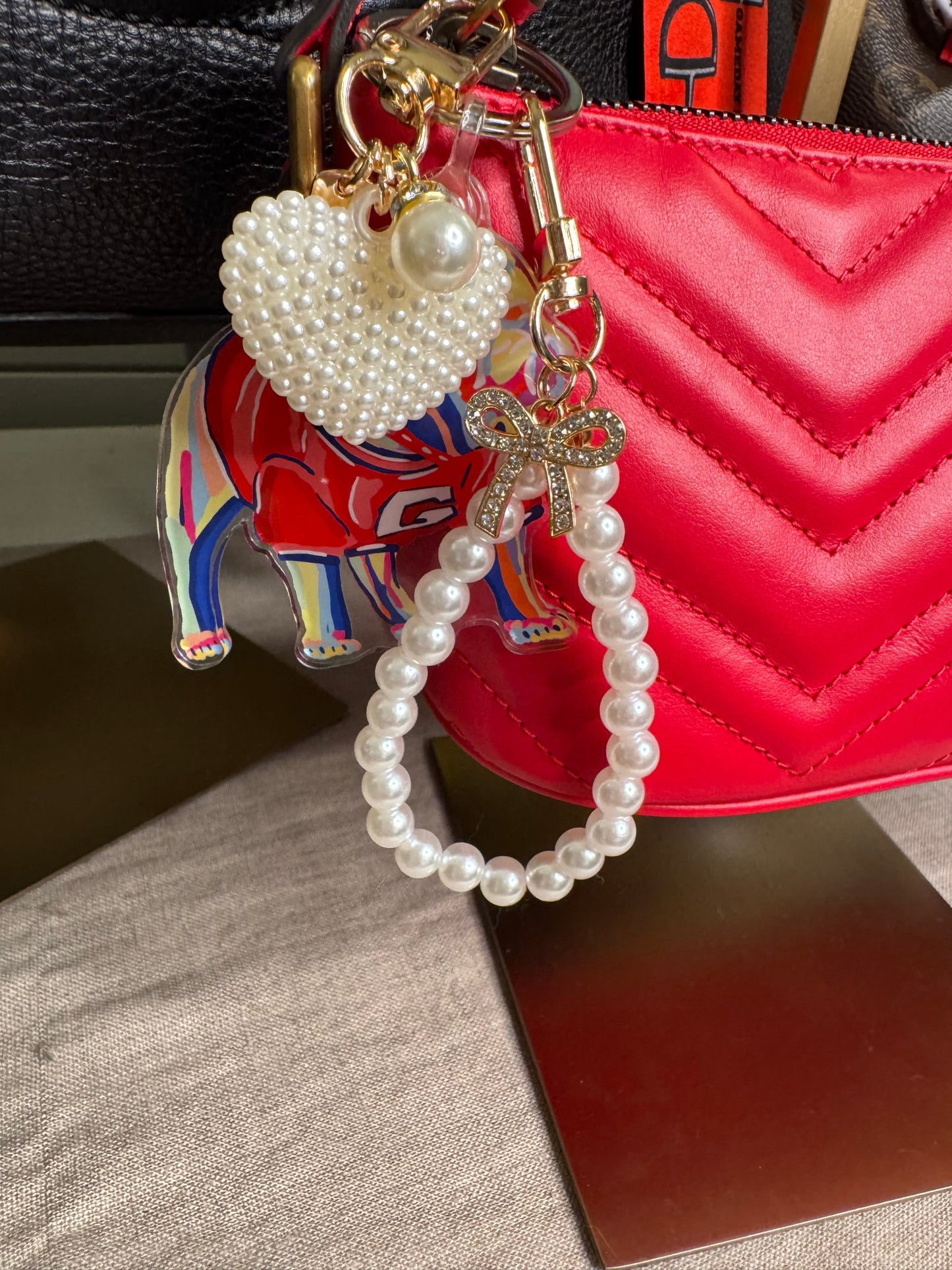 Purse charm pearl heart