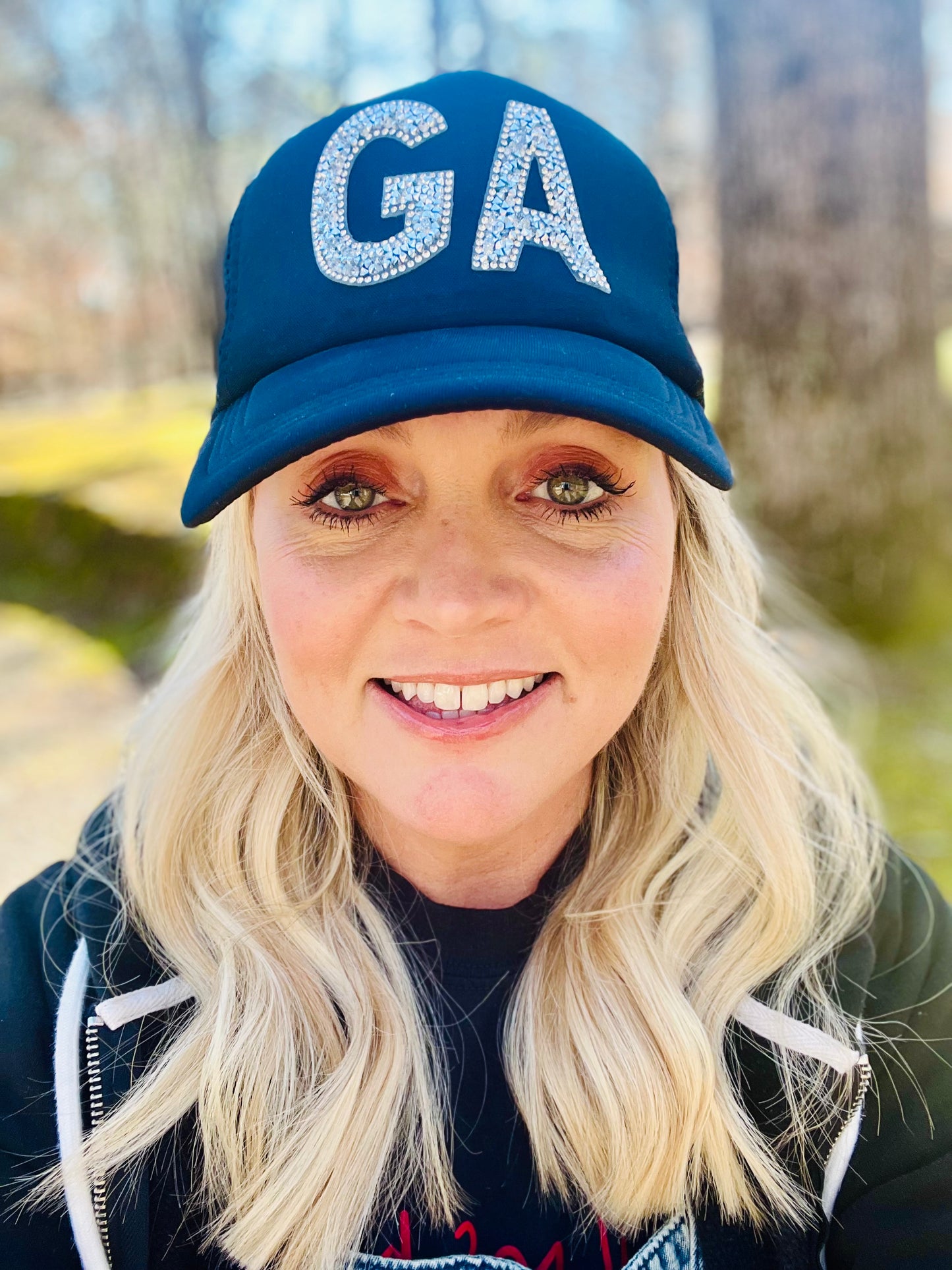 Rhinestone GA trucker hat black