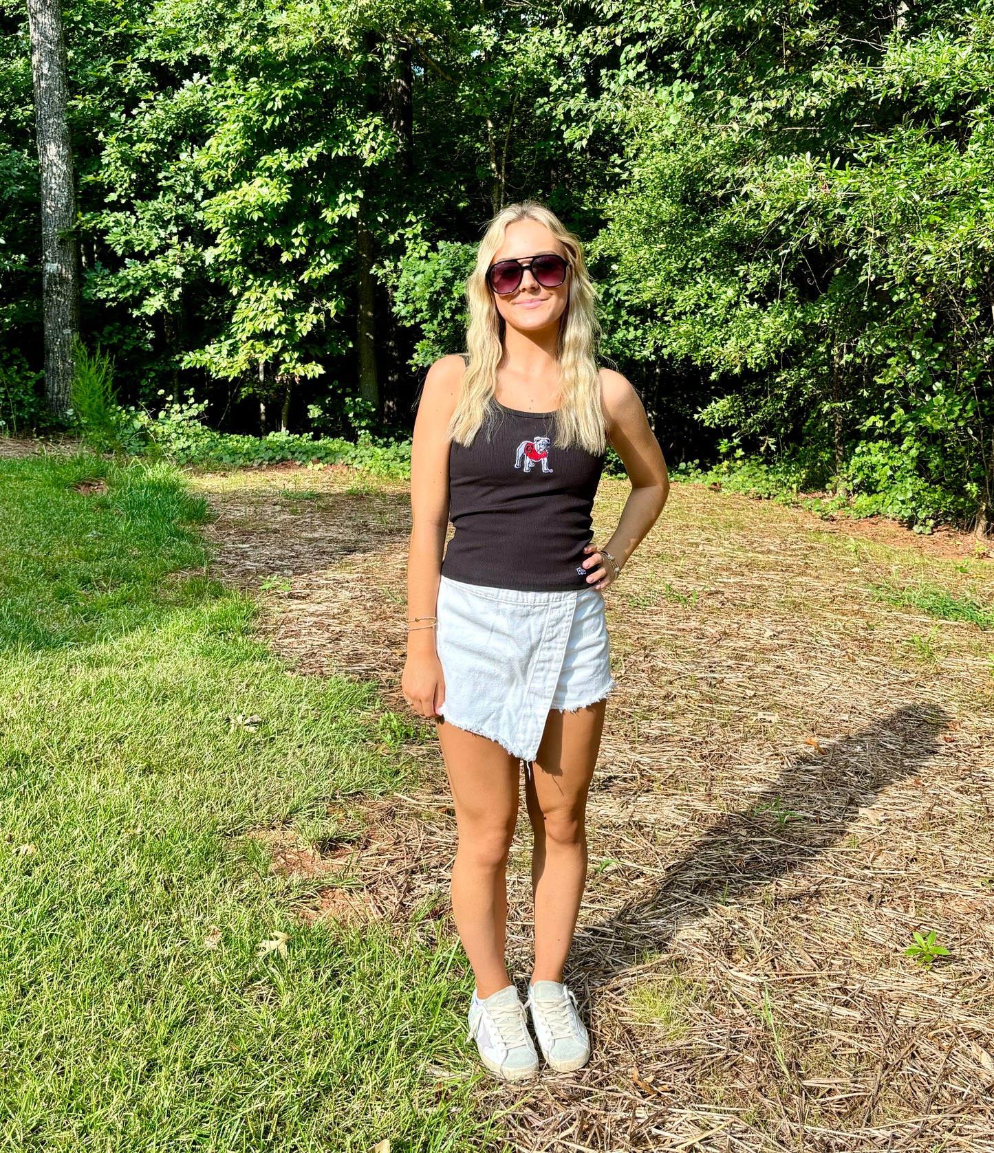 Black tank embroidered bulldog licensed hype and vice brand marked down