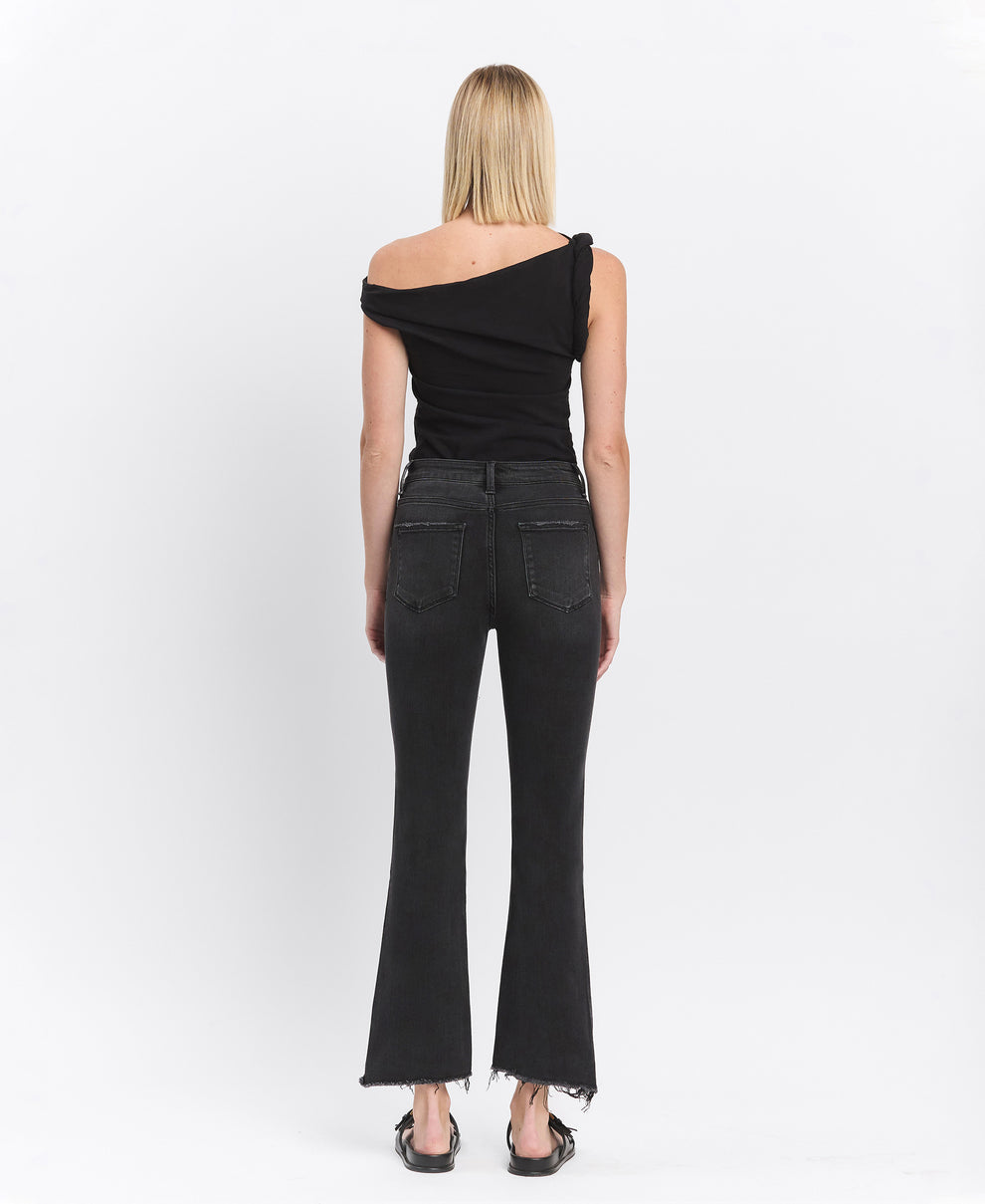 Vervet brand Black high rise with raw hem flare jeans up to size 24w