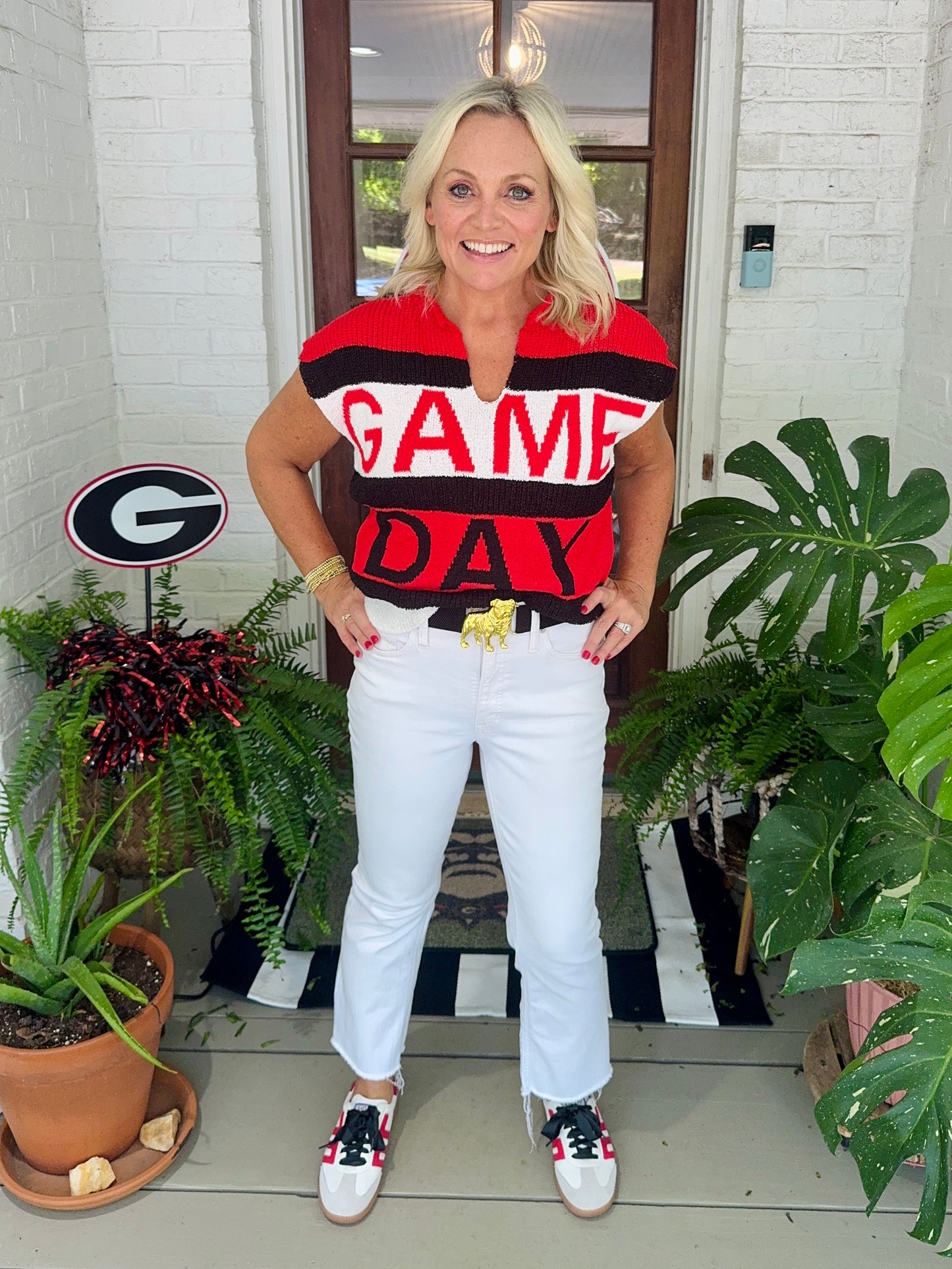Game day knit top black