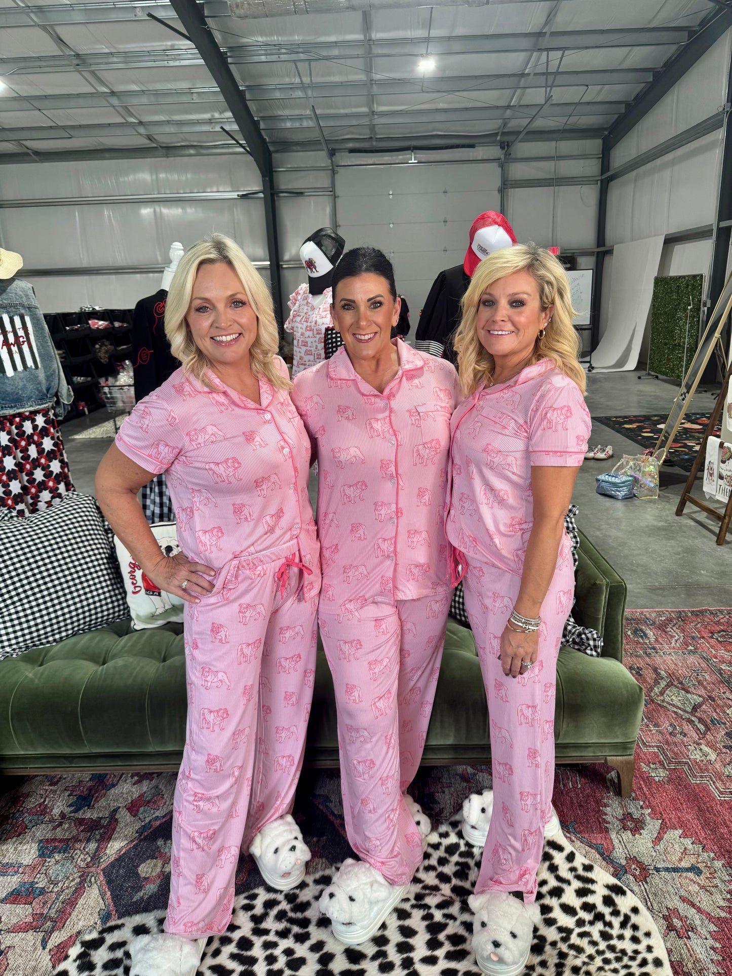 Pink bulldog pajamas top ladies