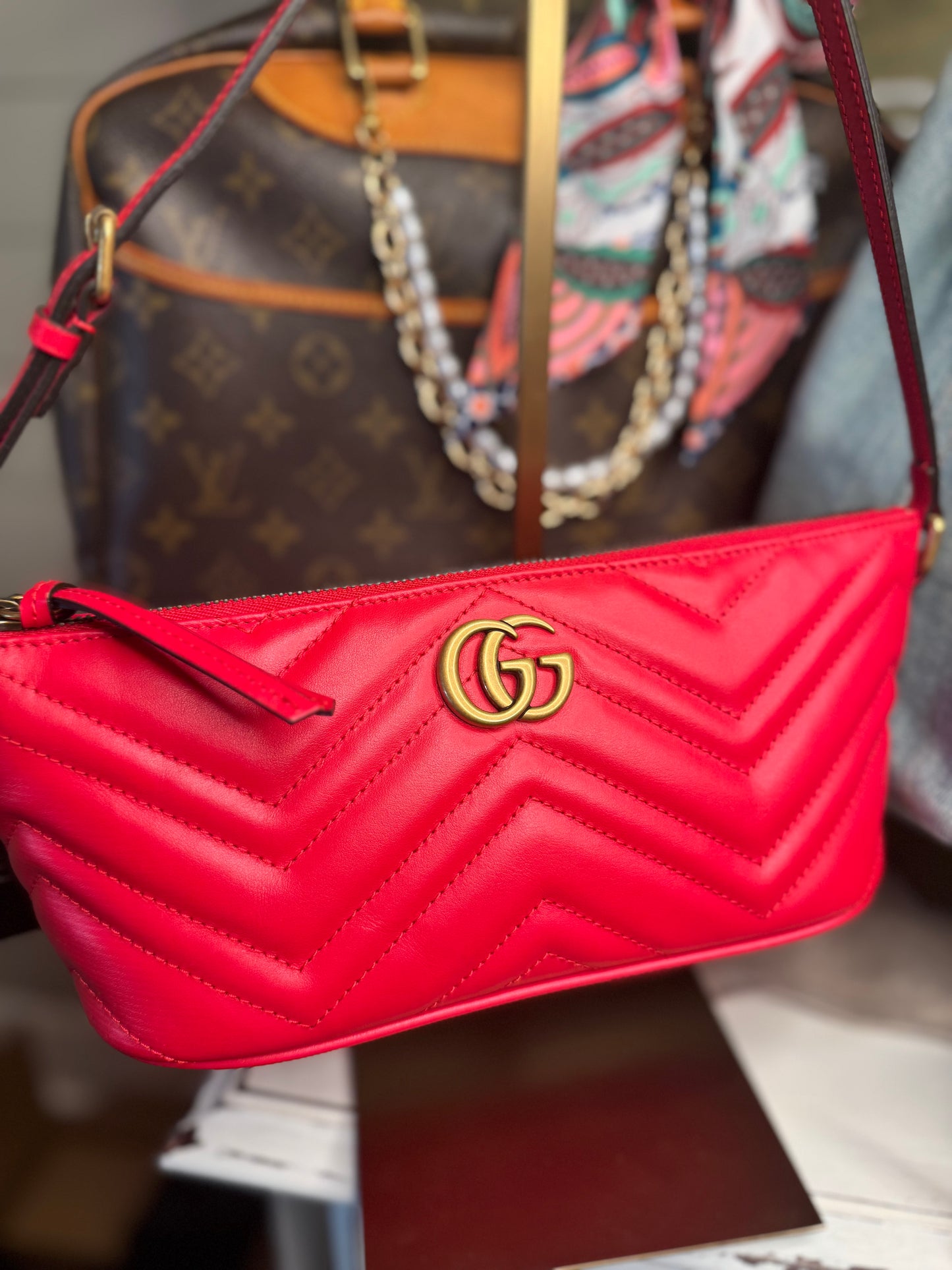 Gucci GG marmot shoulder bag red pre loved