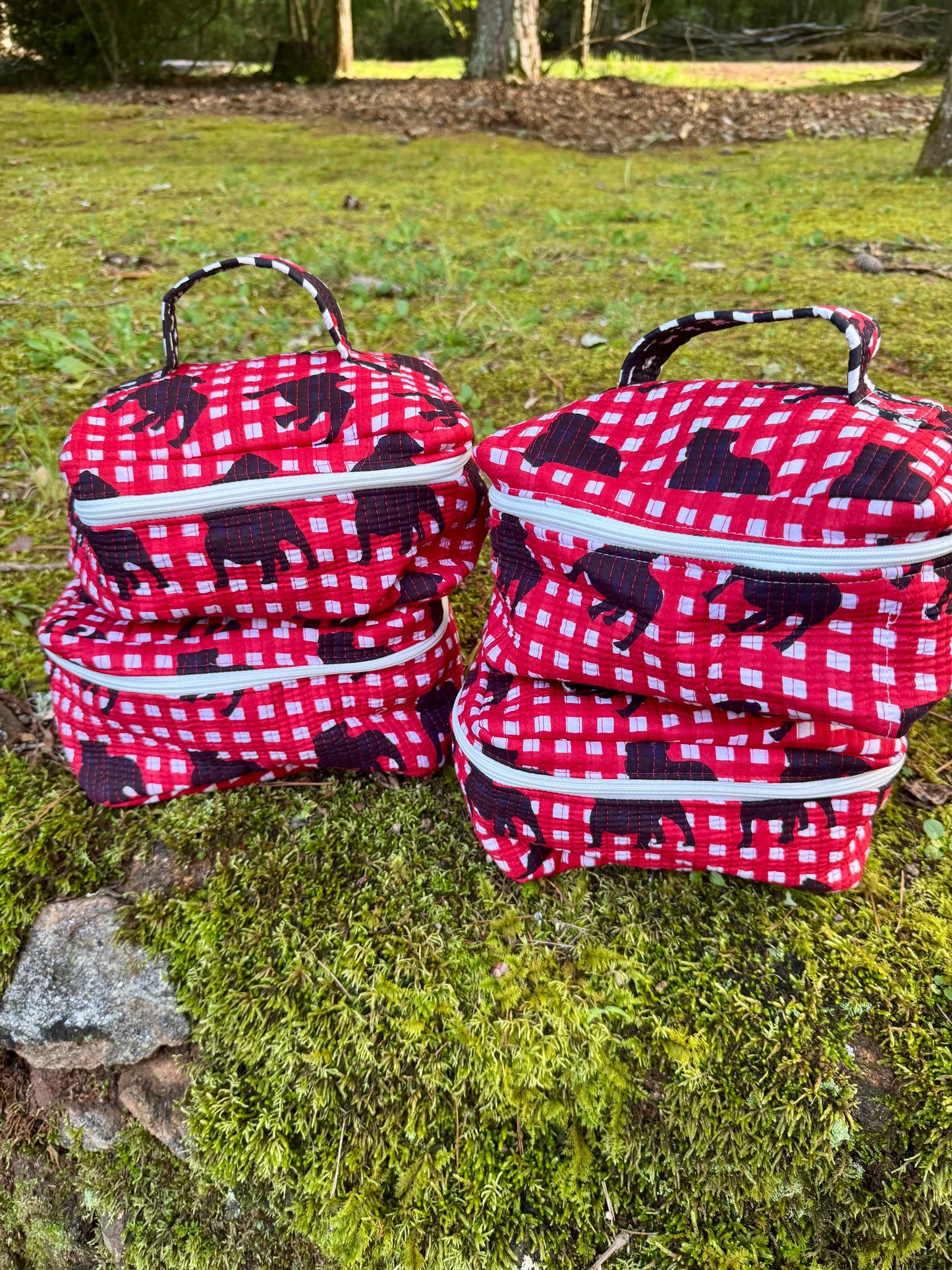 Bulldog fabric Exclusive collection large cosmetic bag with handle