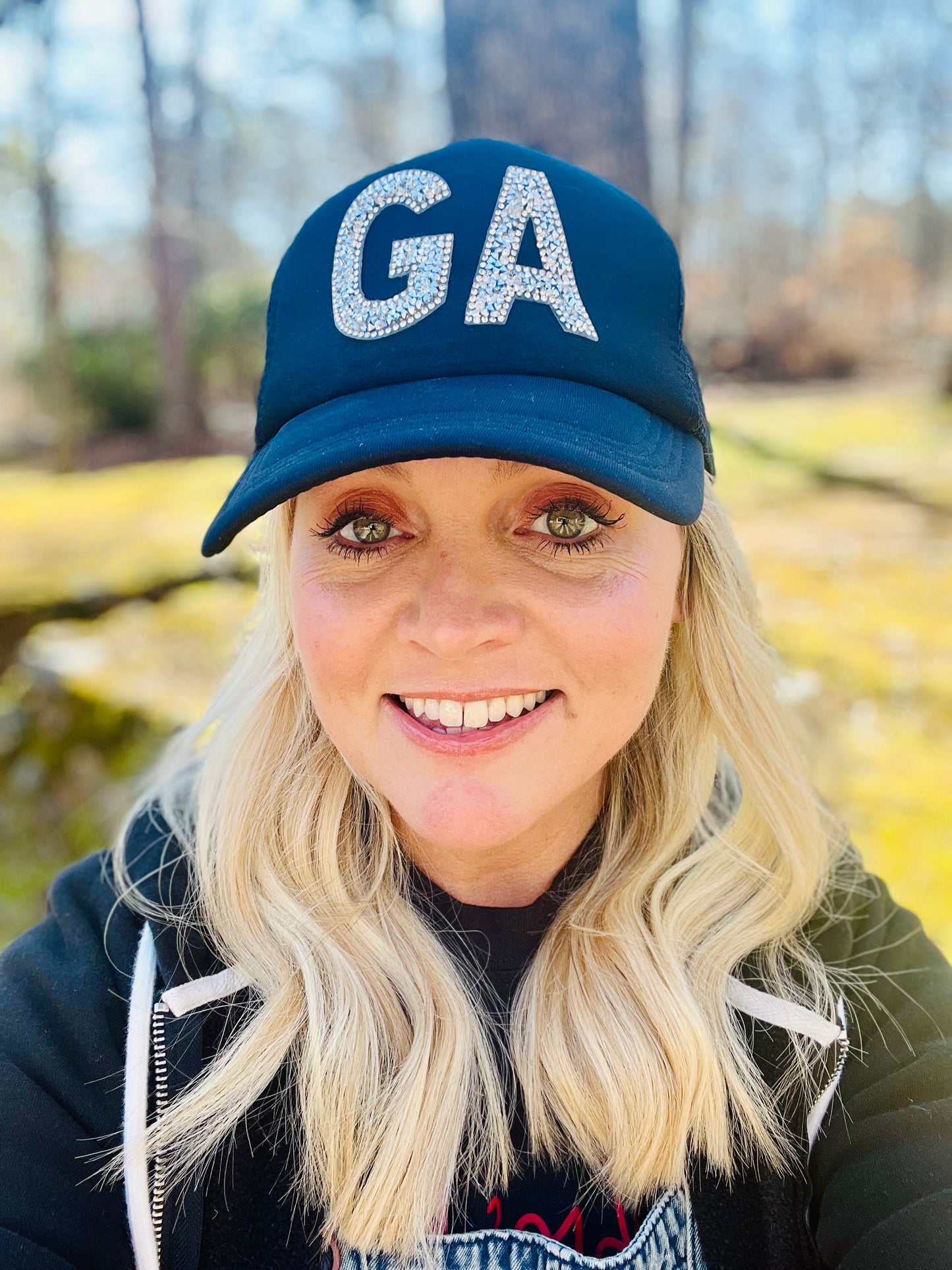 Rhinestone GA trucker hat black