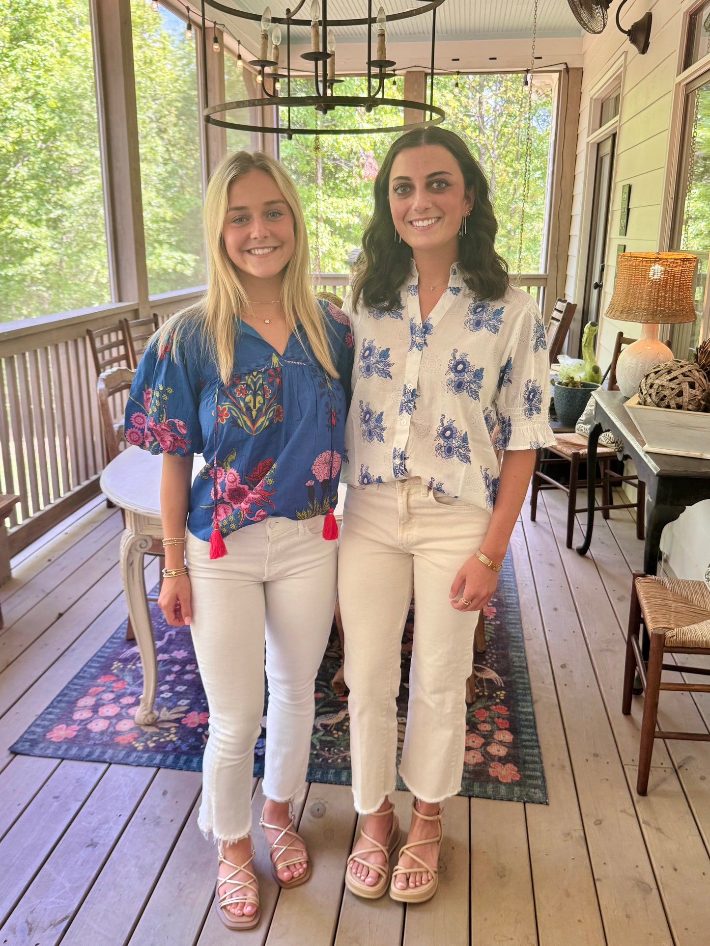 Navy summer blouse floral THML warehouse clearance sale