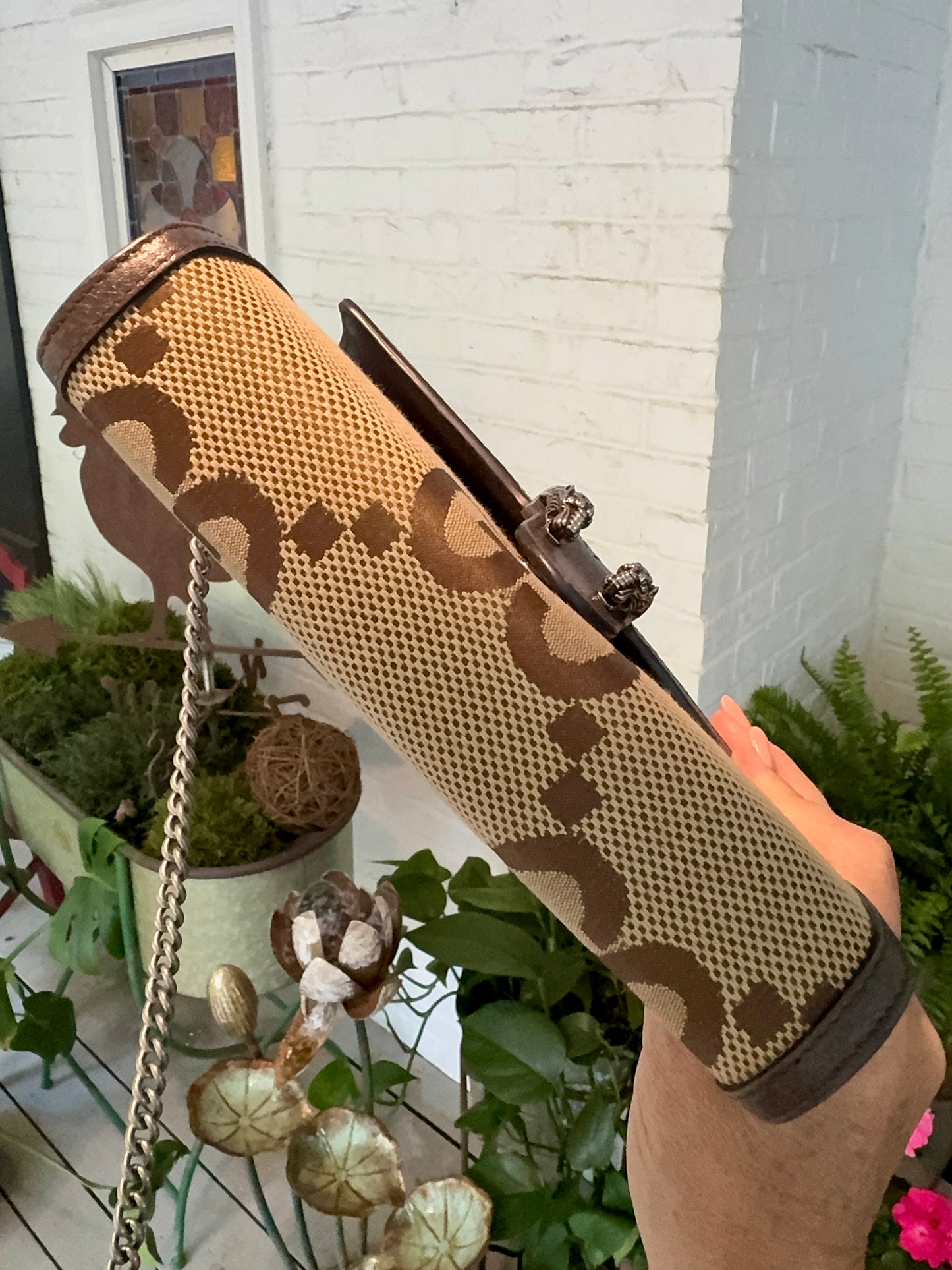 pre loved Gucci Canvas Gucci Love Parade Crossbody Bag Brown Canvas 401231