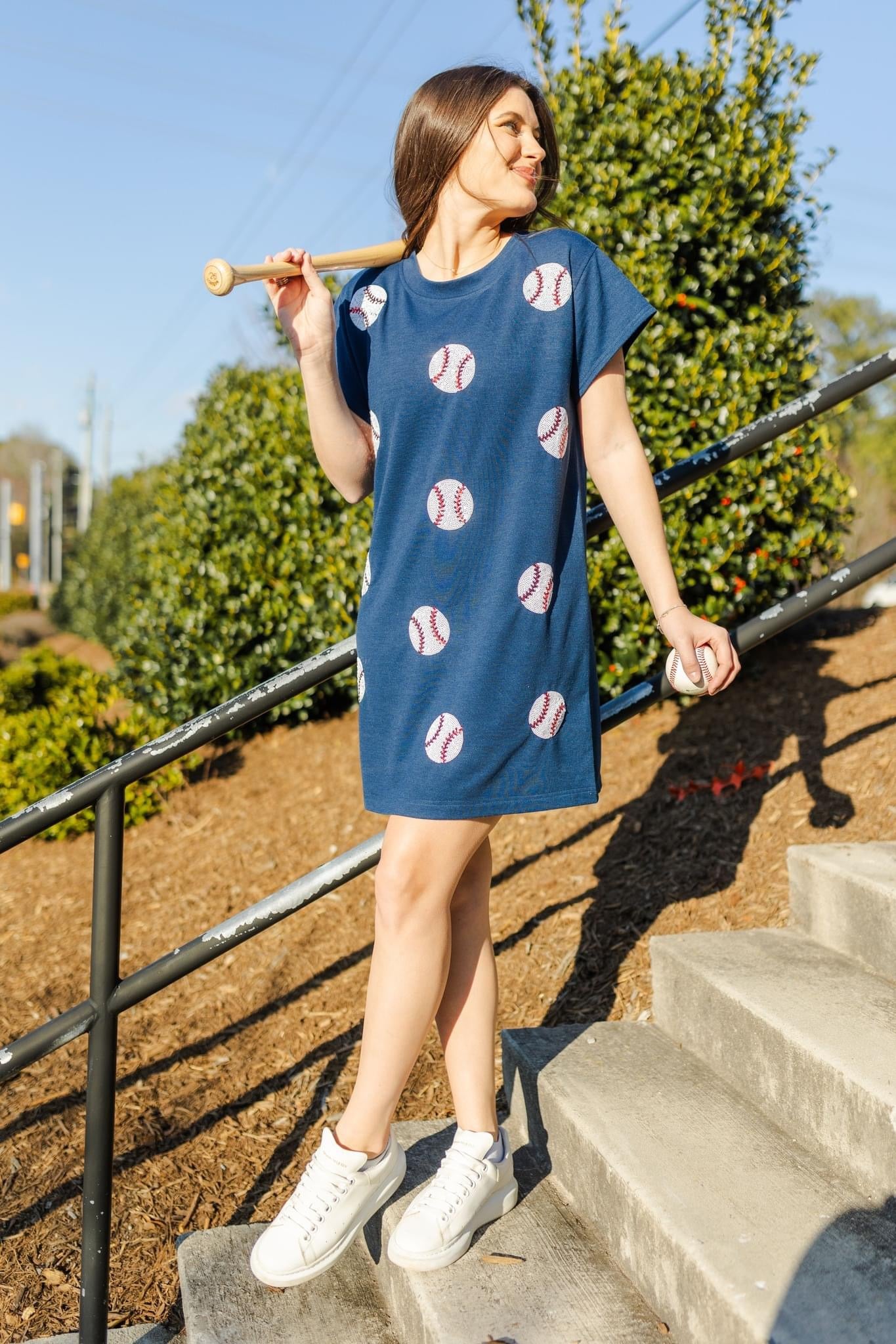 Navy dress baseball sequin warehouse clearance sale marked Down
