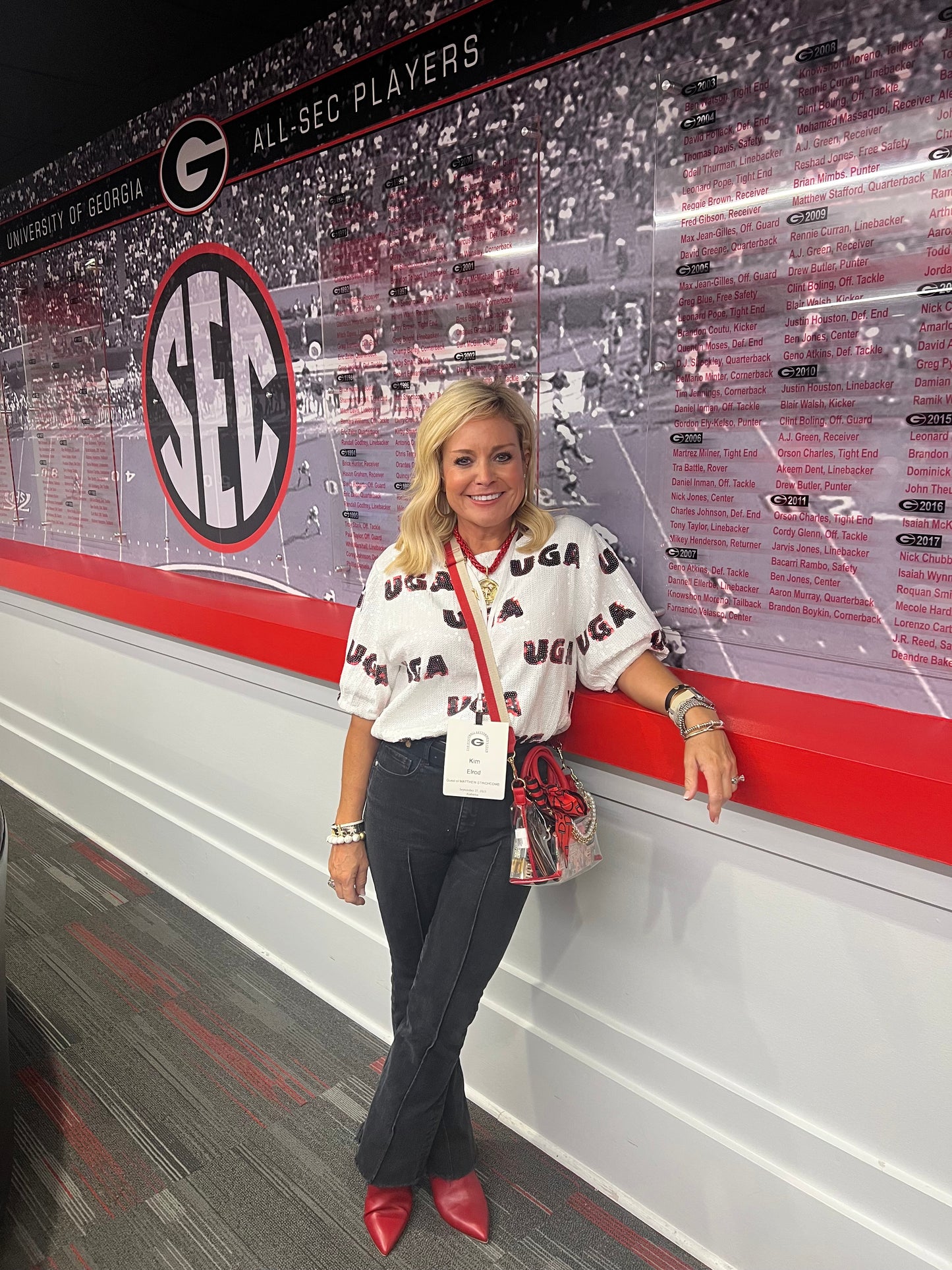 Cropped sequin licensed top UGA
