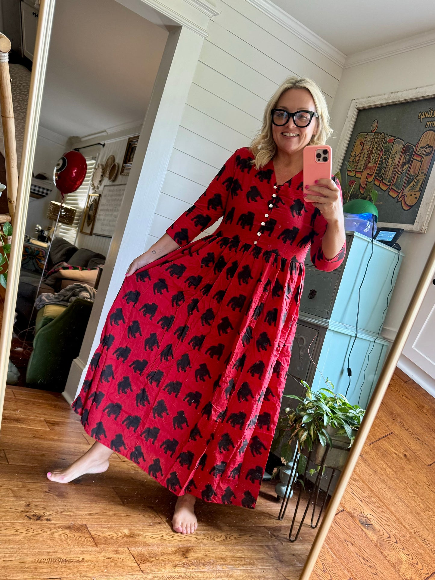 Exclusive Pickled Lemon dress red and black dog marked down!