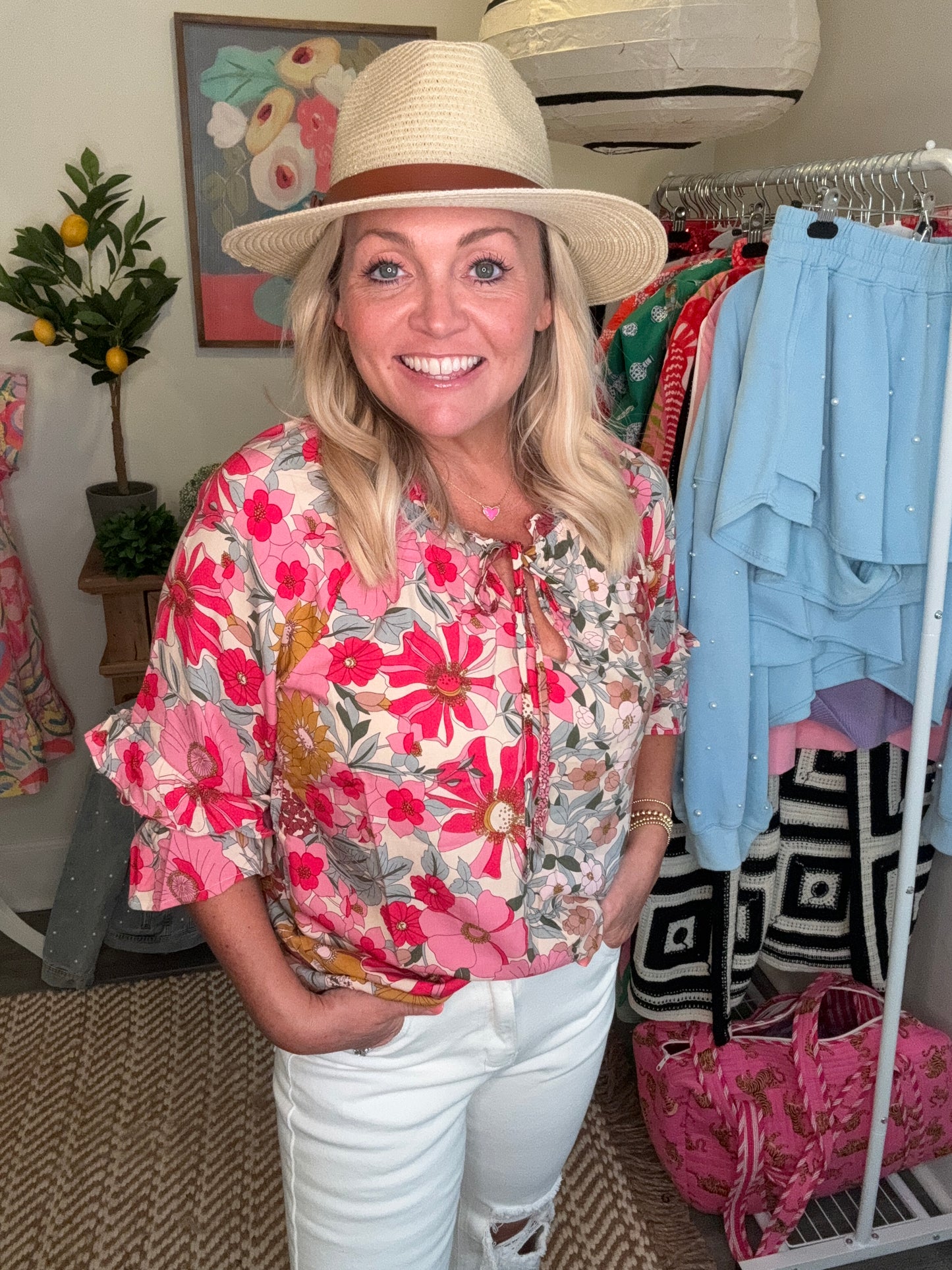 Spring summer blouse floral plus size too warehouse sale