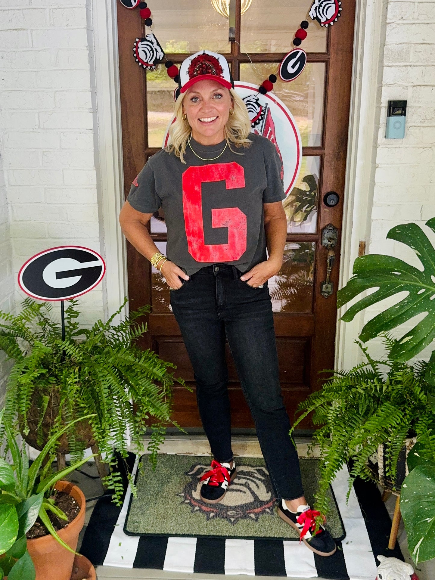 Charcoal comfort colors t shirt red G
