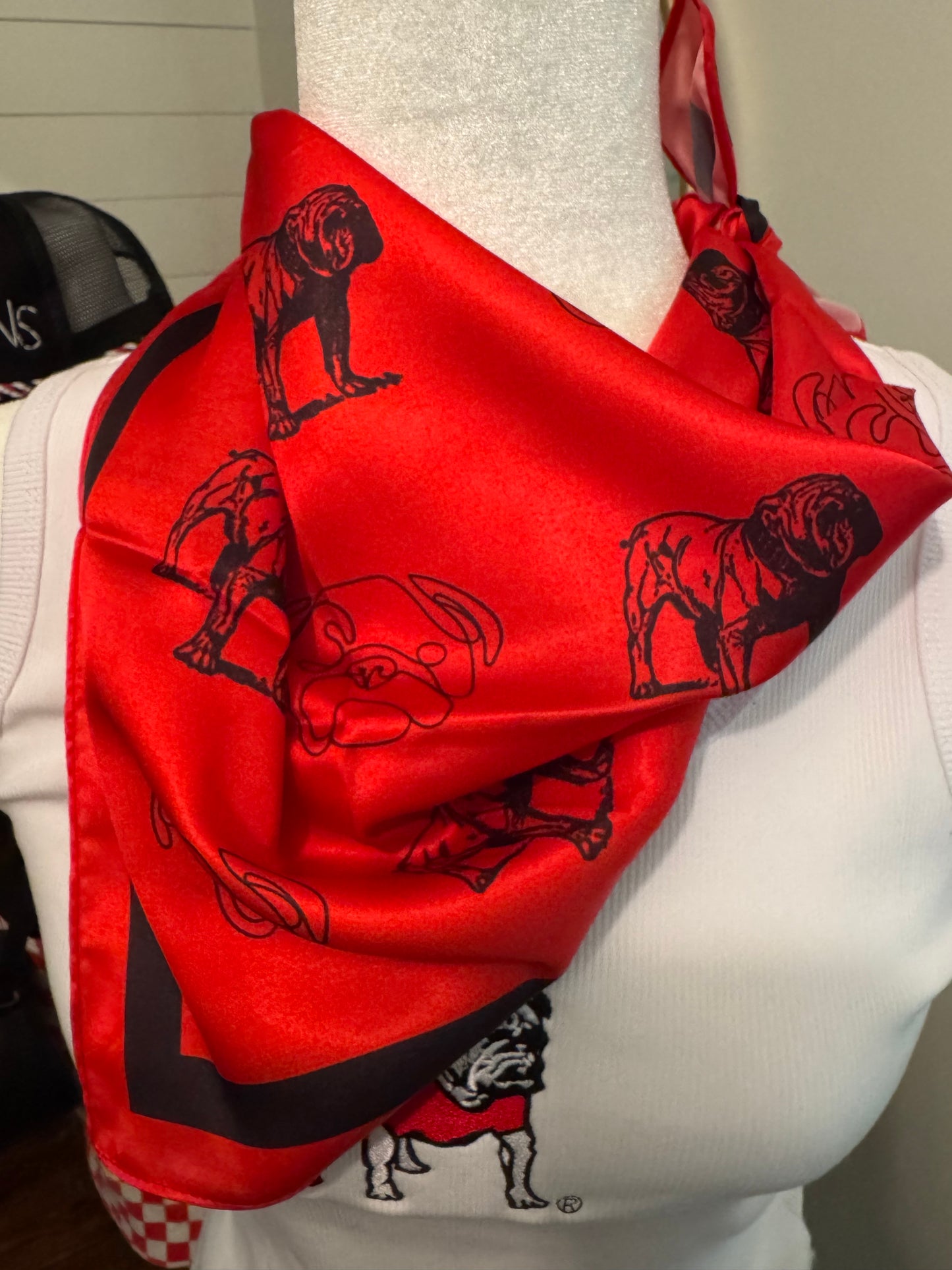 Silky game day scarf bulldogs red and black