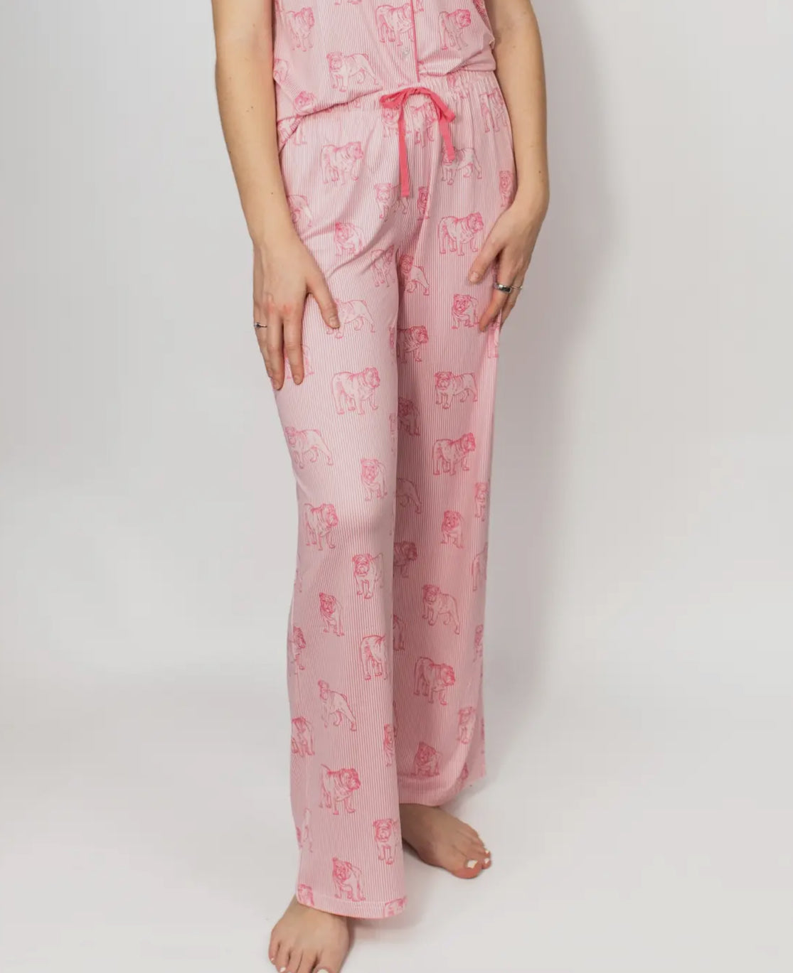 Pink bulldog pajama pants ladies