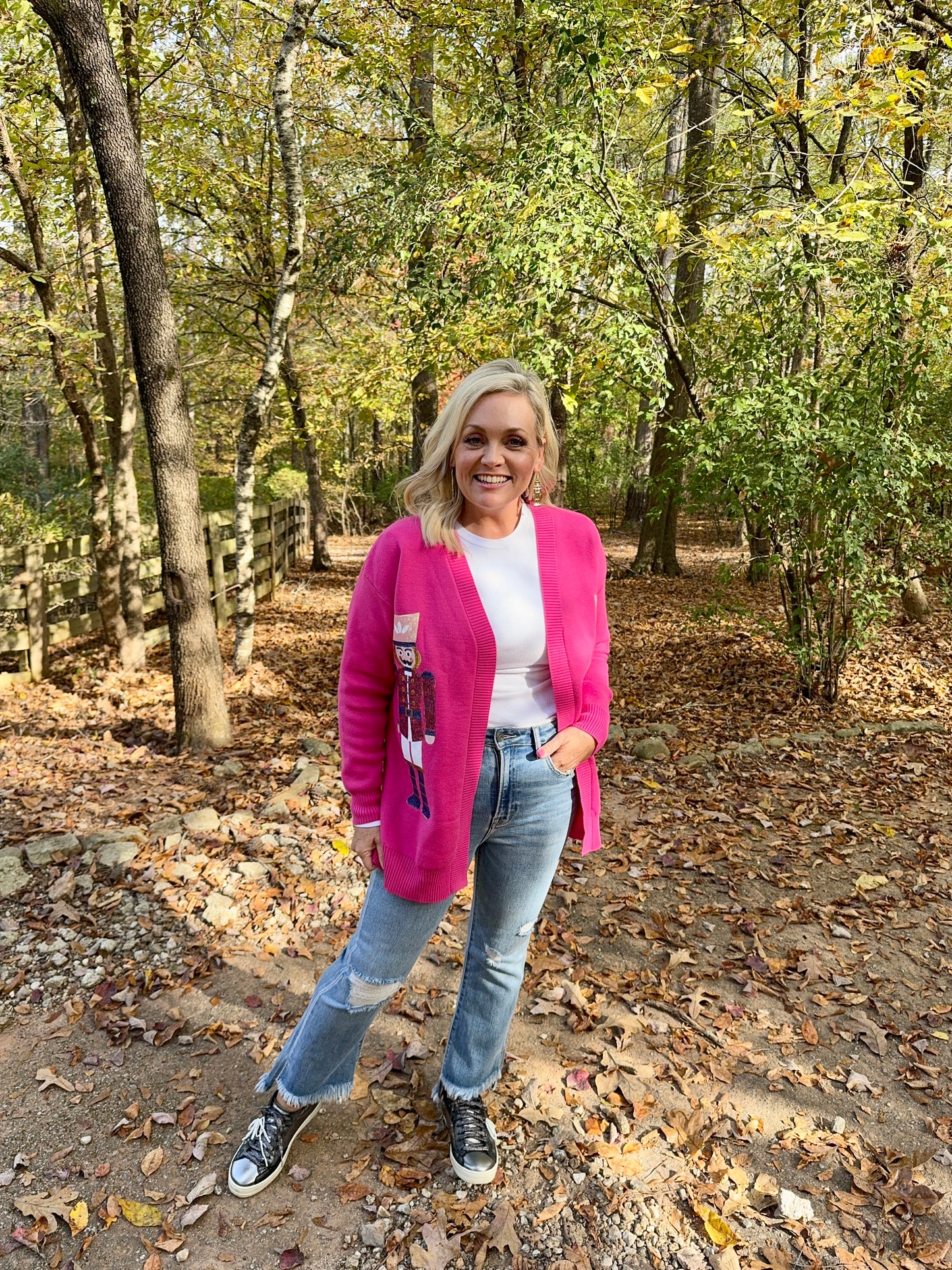Sequin Nutcracker cardigan pink boutique high quality! Marked down
