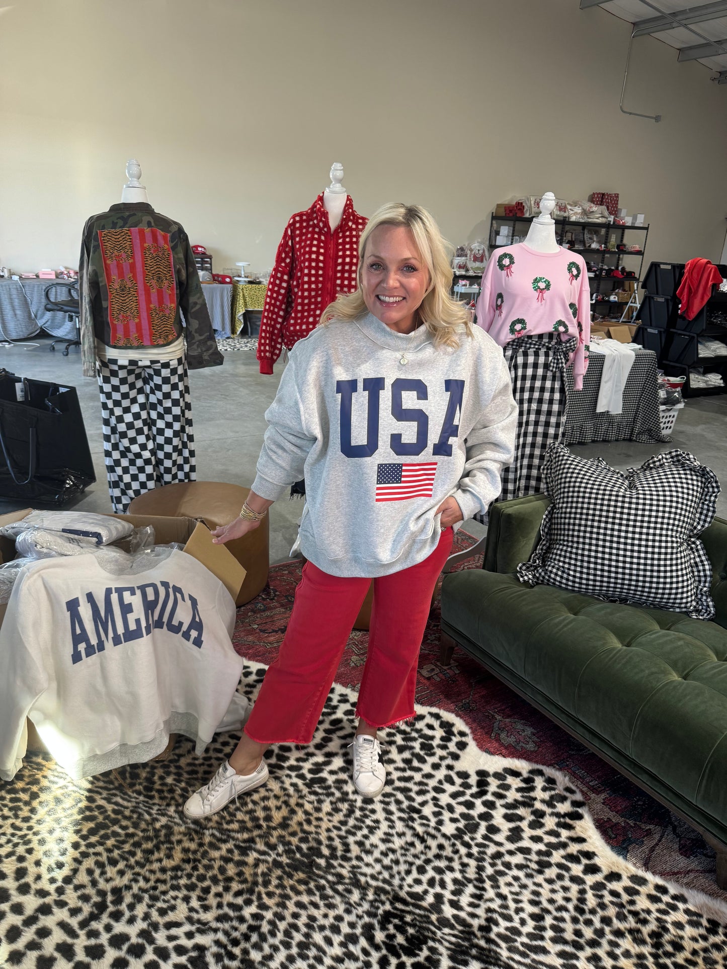 USA 🇺🇸 America reversible mock neck oversized gray