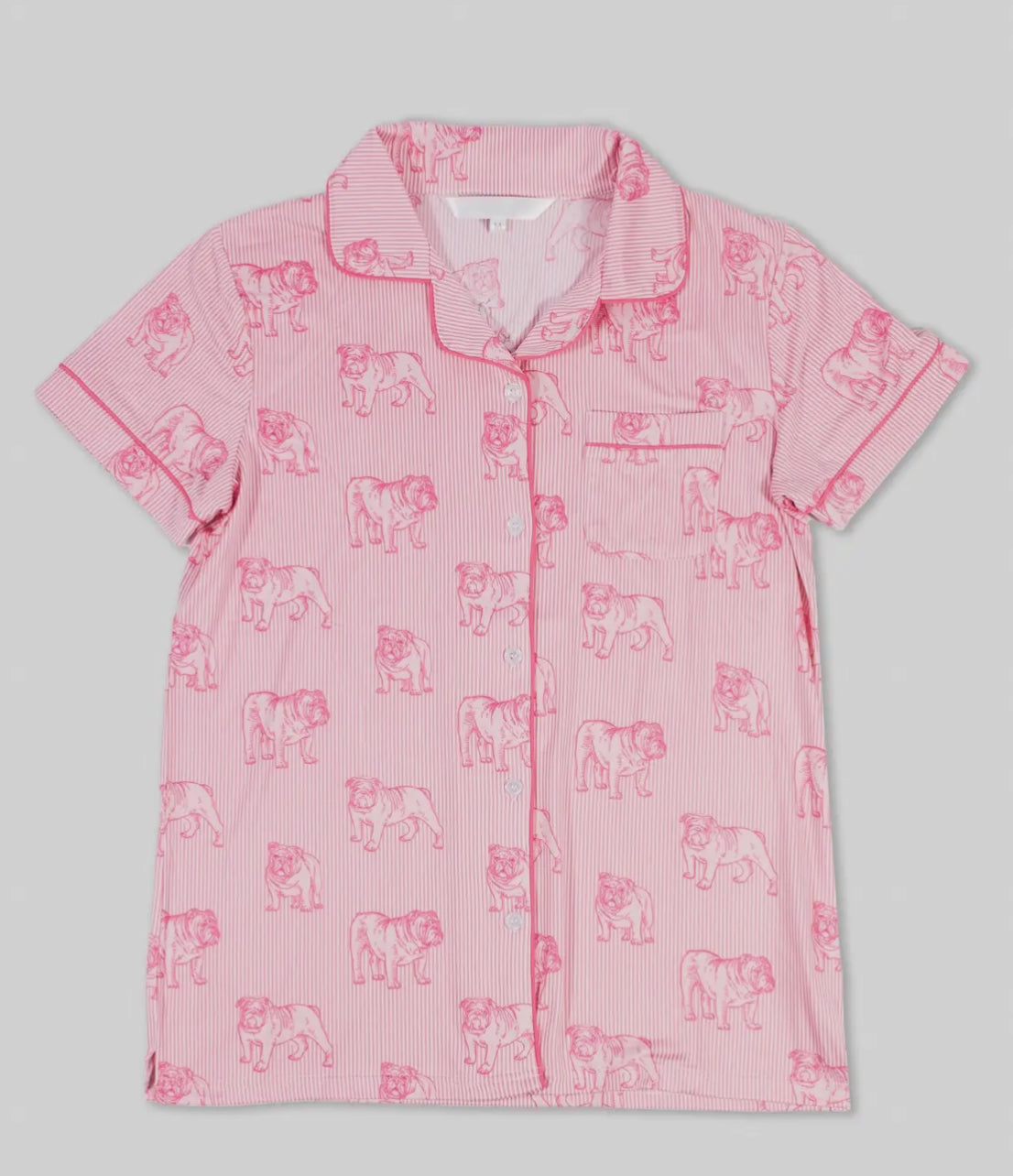 Pink bulldog pajamas top ladies