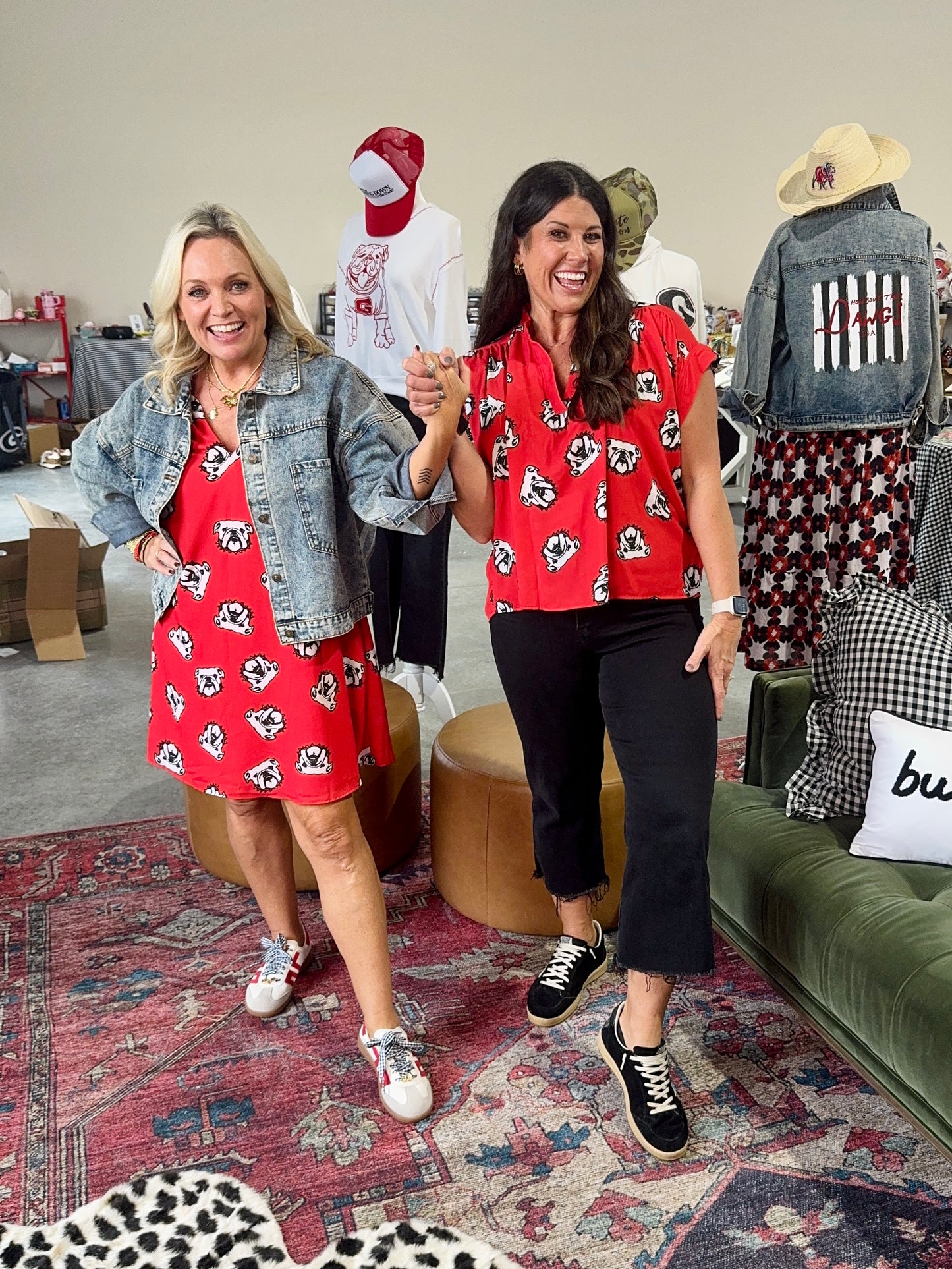 Dress flowy black and red bulldogs