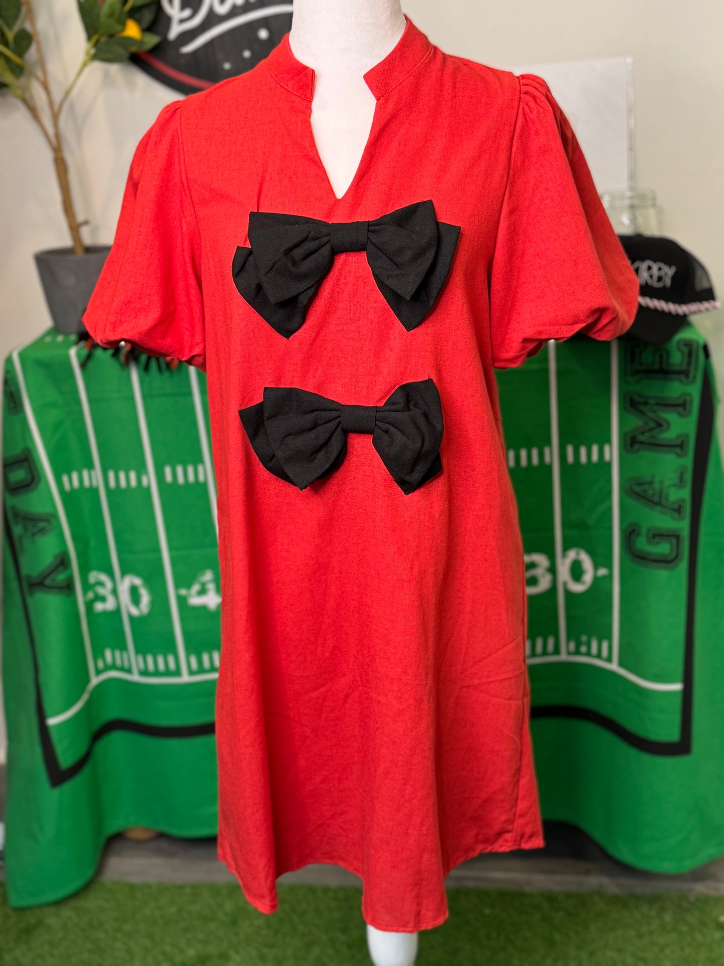 Red dress black bows darling! Marked down