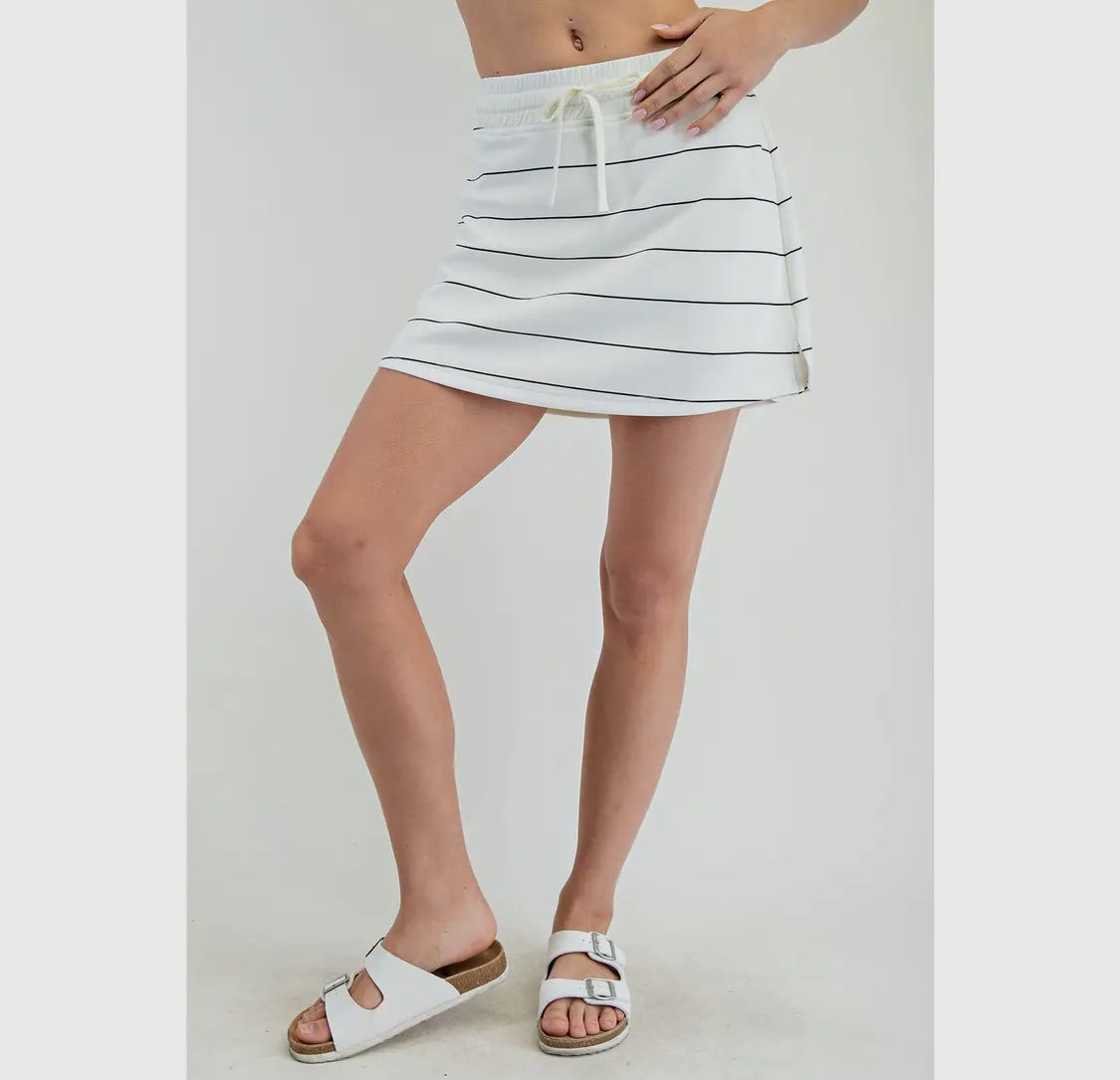 Active wear modal scuba skort white/black stripe goes up to plus size