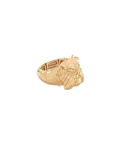 Stretchy bulldog ring gold metal