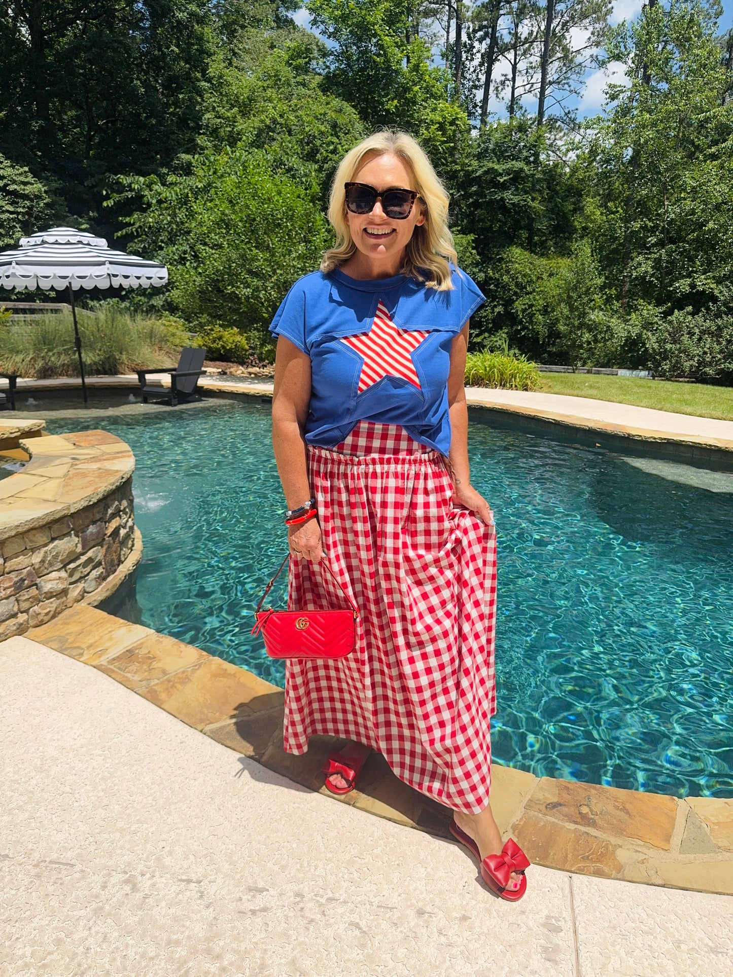 Blue shirt striped star marked down