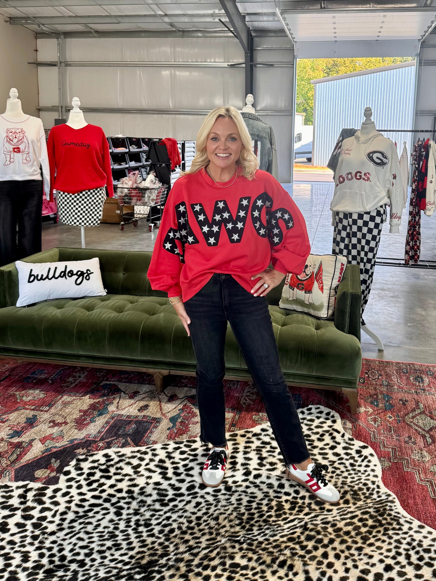 Licensed Dawgs ballon sleeve pullover goes up to plus size