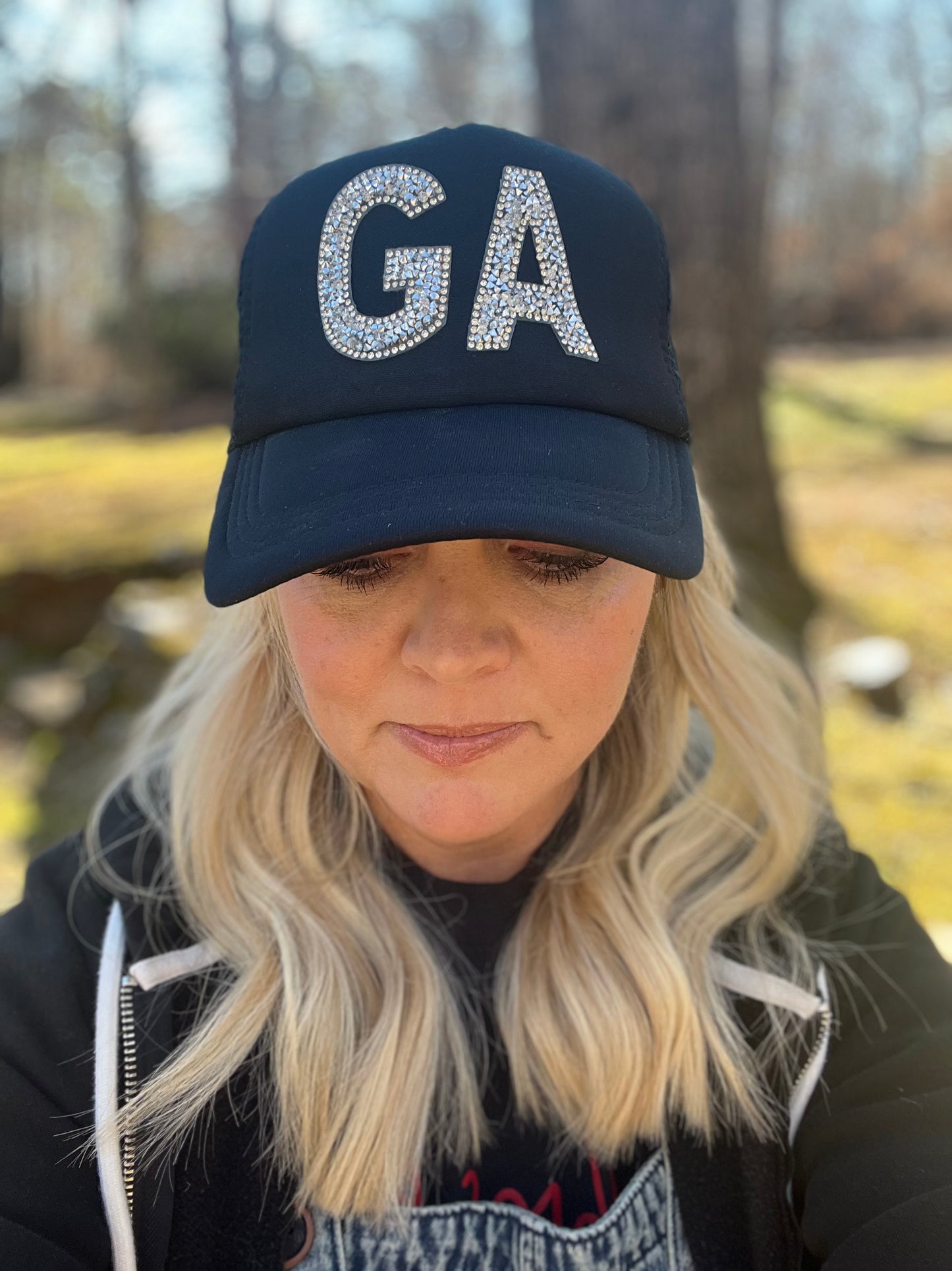 Rhinestone GA trucker hat black
