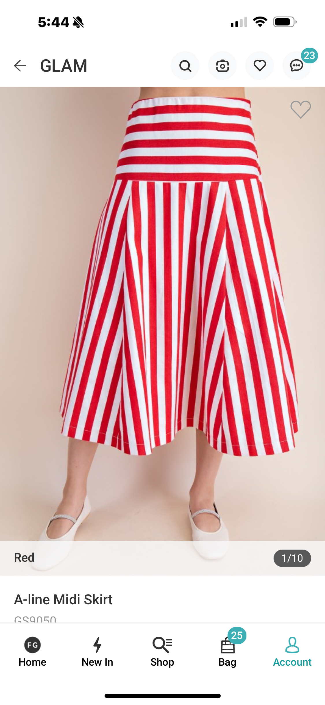 Red and white stripe skirt