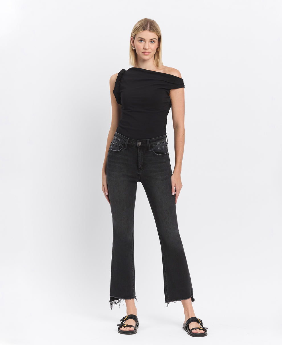 Vervet brand Black high rise with raw hem flare jeans up to size 24w