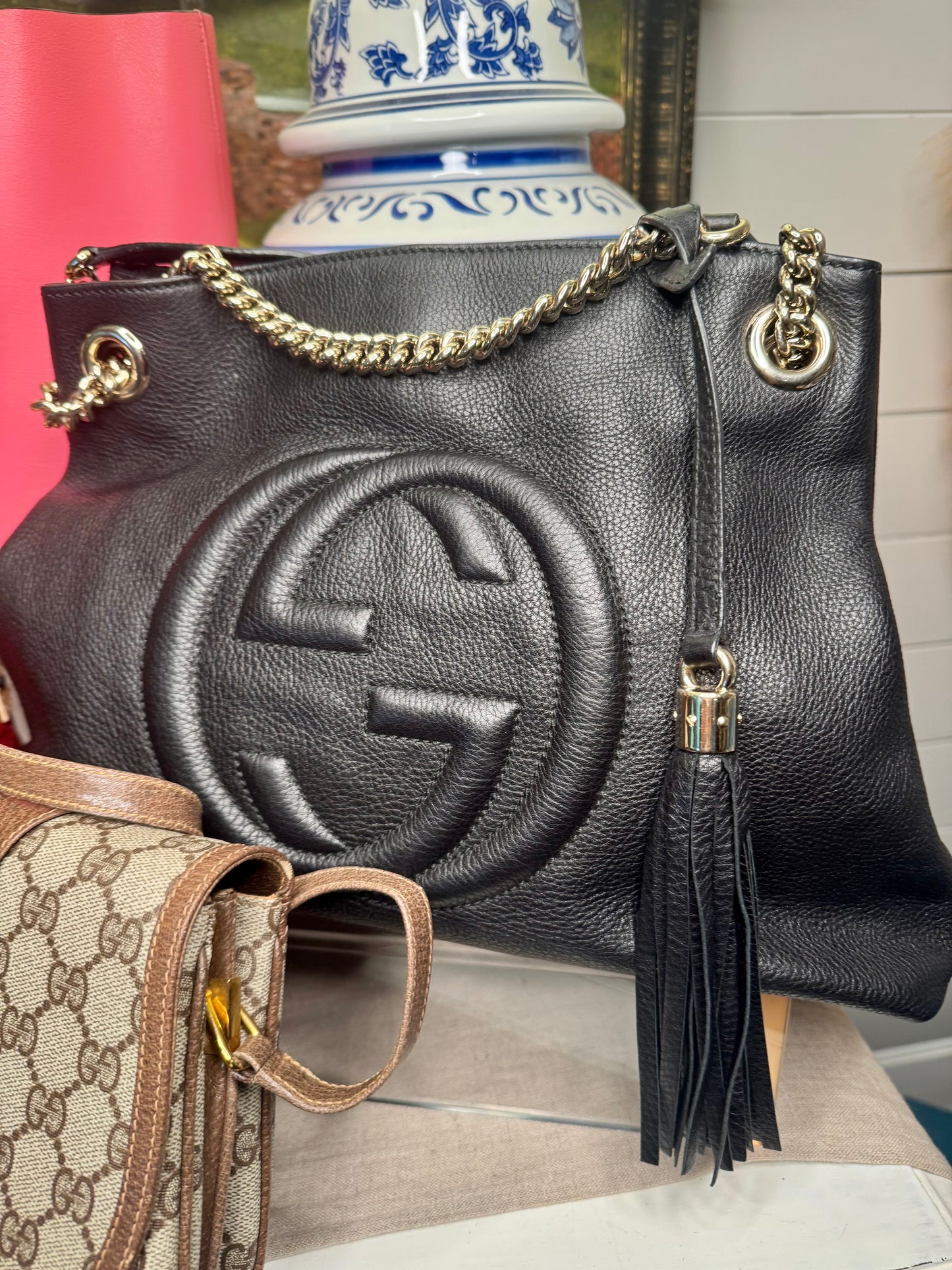 pre loved Gucci Medium Soho Chain Tote, Grained Calf