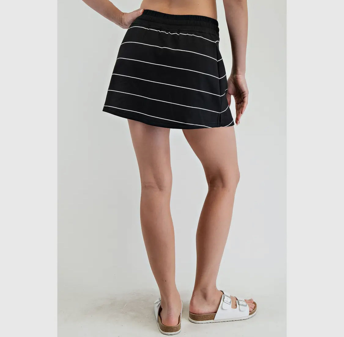 Soft scuba black and white stripe skort up to 3X!