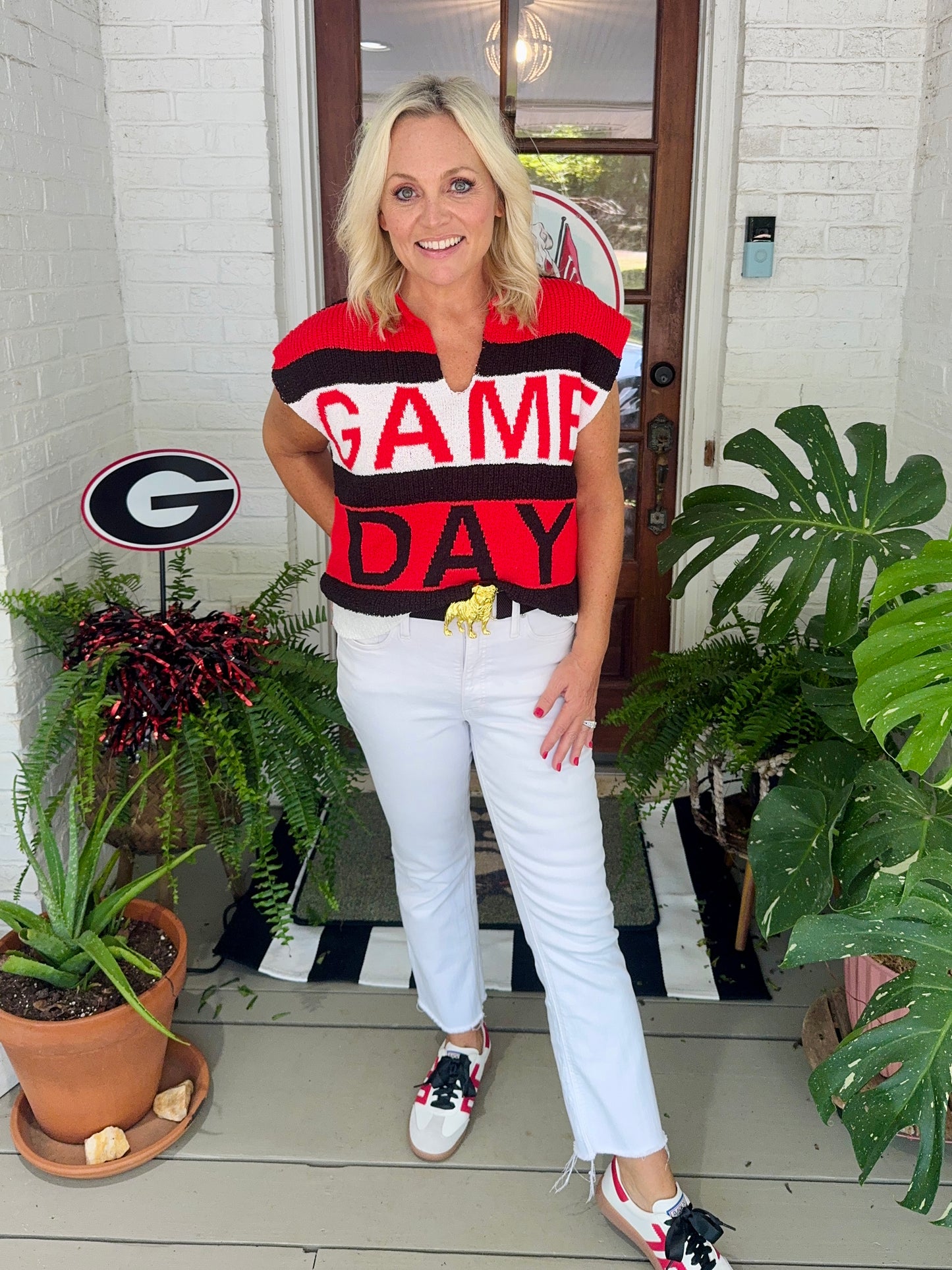 Game day knit top black