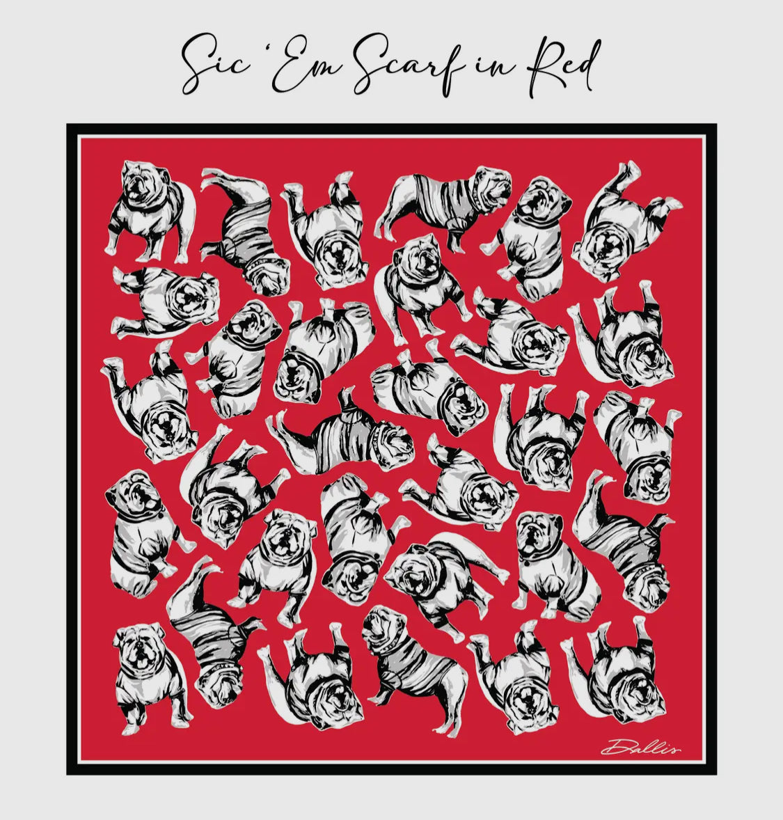 Game day scarf red and black 100% silk