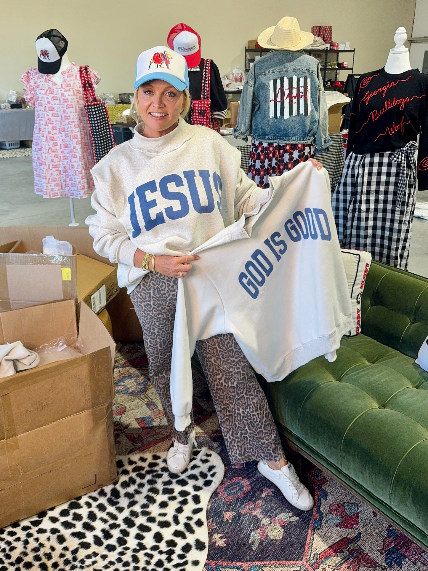 Ships now! reversible mock neck “Jesus” and “God is Good”