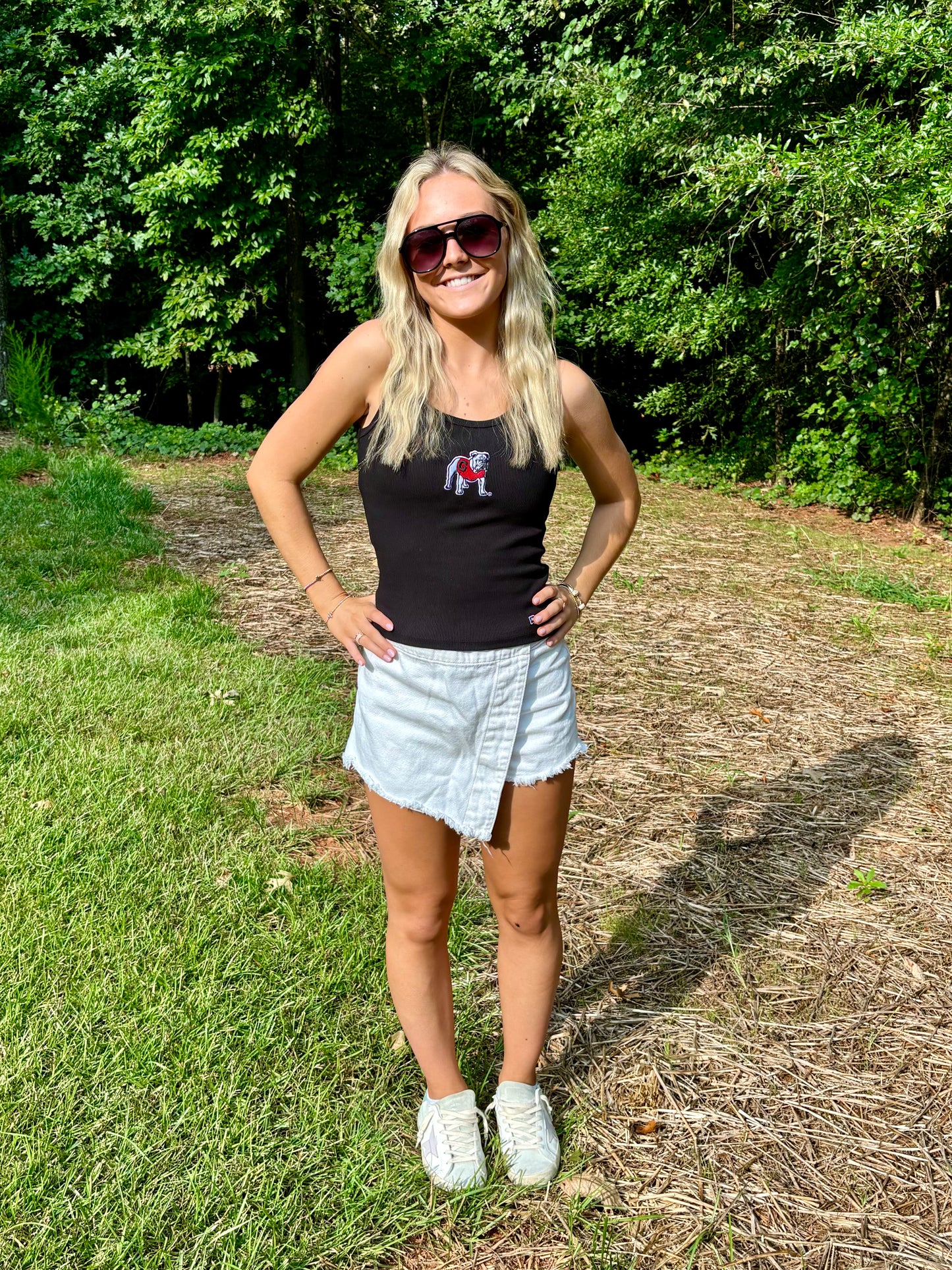 Black tank embroidered bulldog licensed hype and vice brand marked down