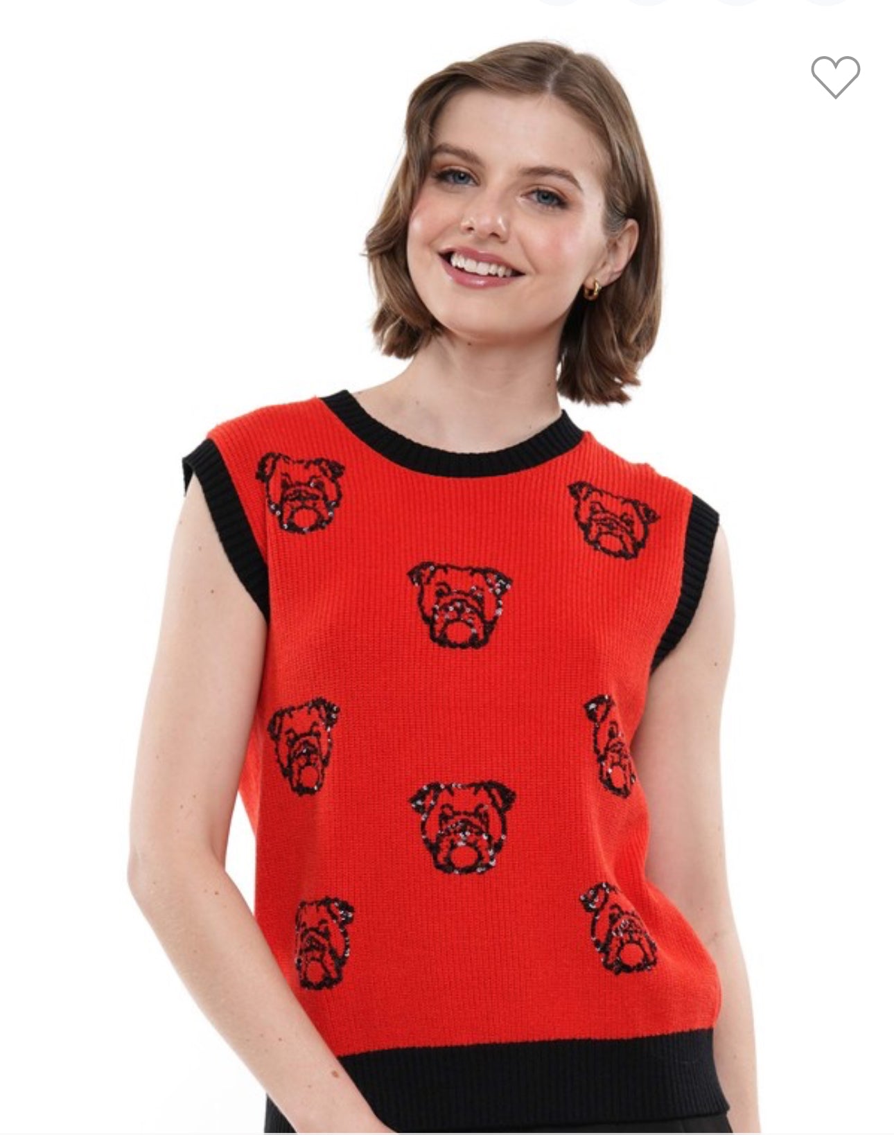 Knit top - Light weight knit tank all over sequin bulldogs