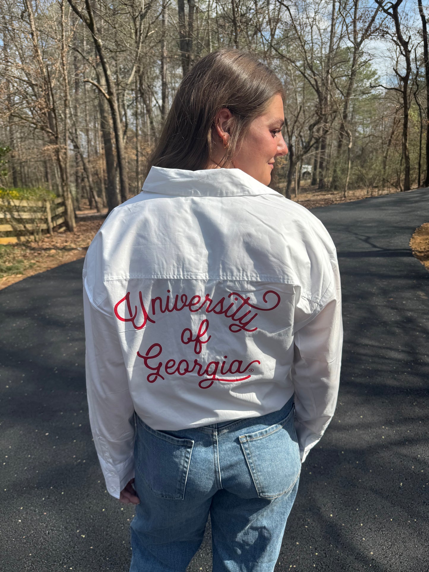 White licensed university of Georgia button up Shirt majorly marked down!