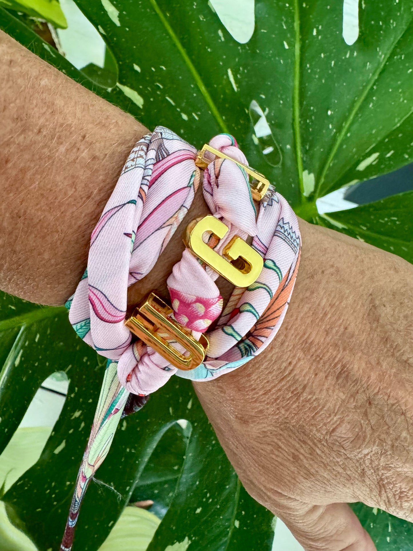 Twilly scarf necklace or bracelet with slide charms