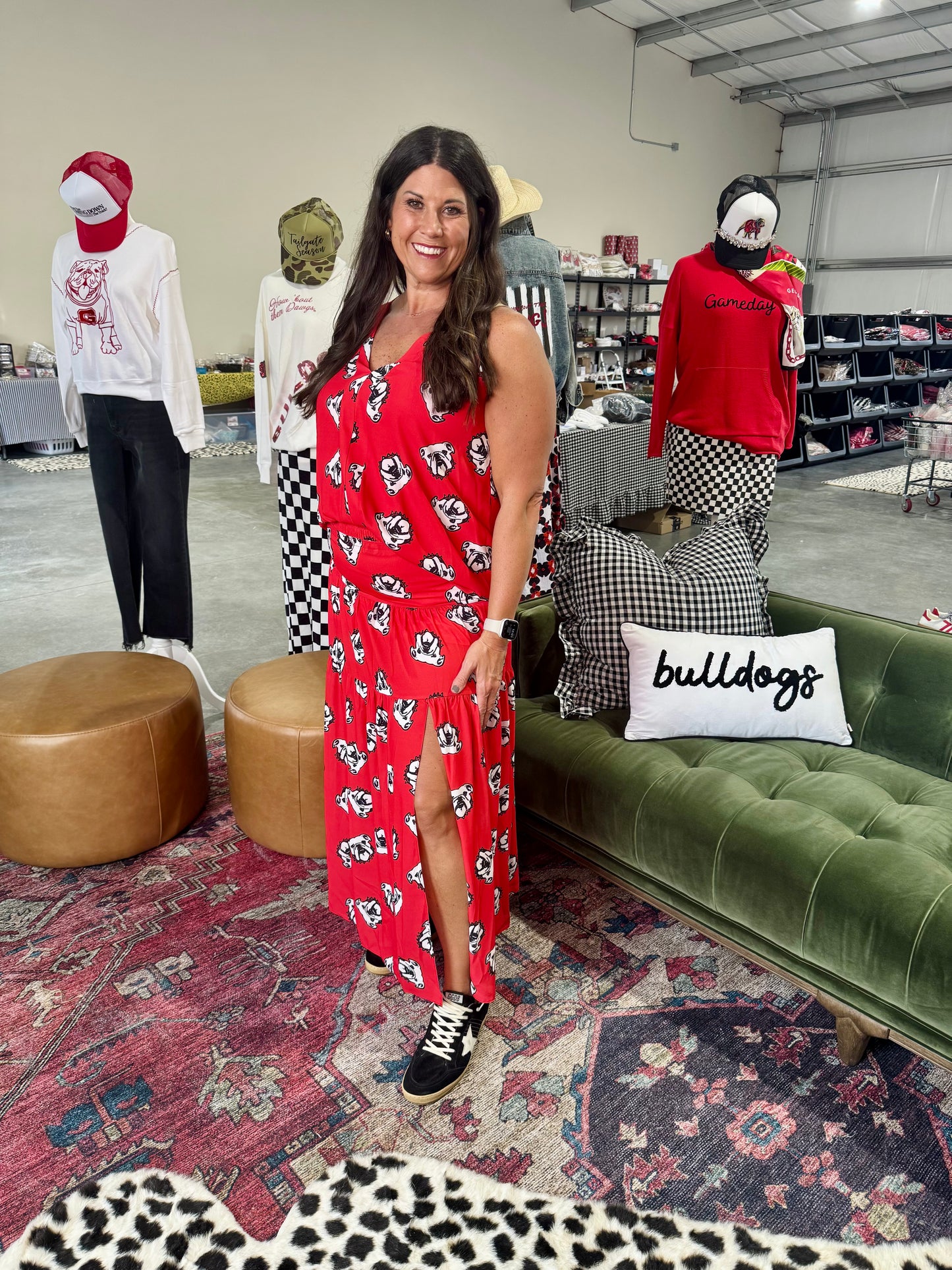 Flowy long skirt elastic waist slit light weight