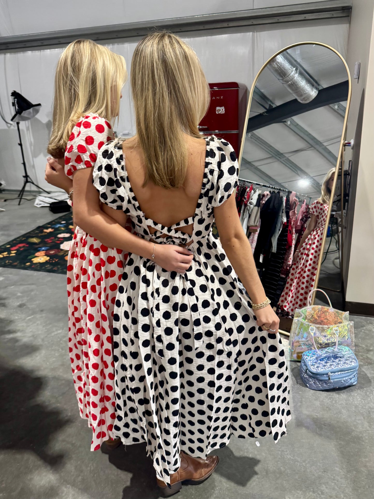 Polka dot dress. Red or black