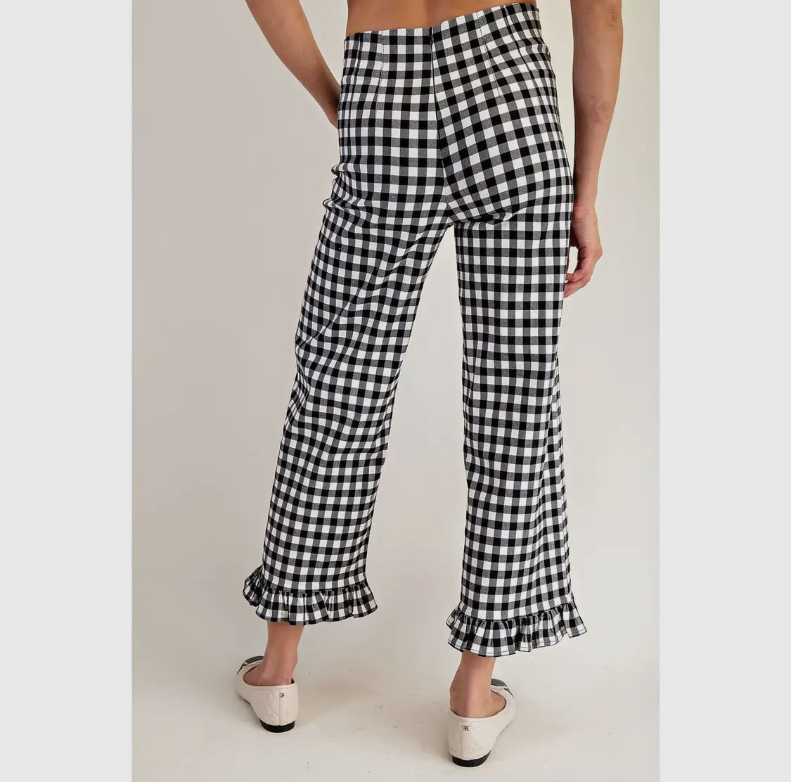 Black and white gingham straight pants