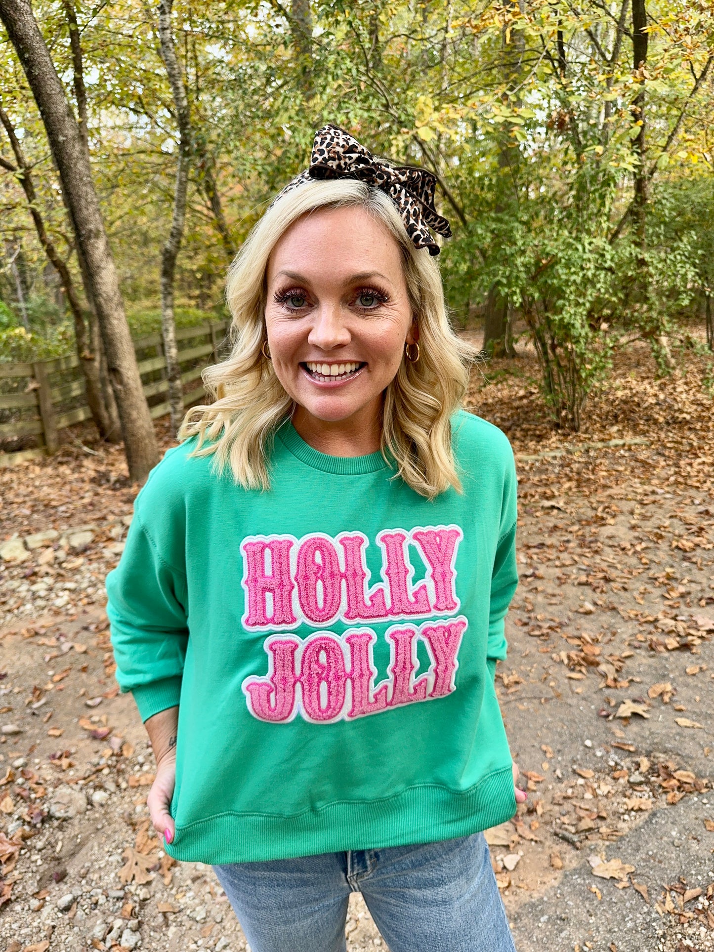 Boutique Christmas sweatshirt Holly Jolly oversized marked down