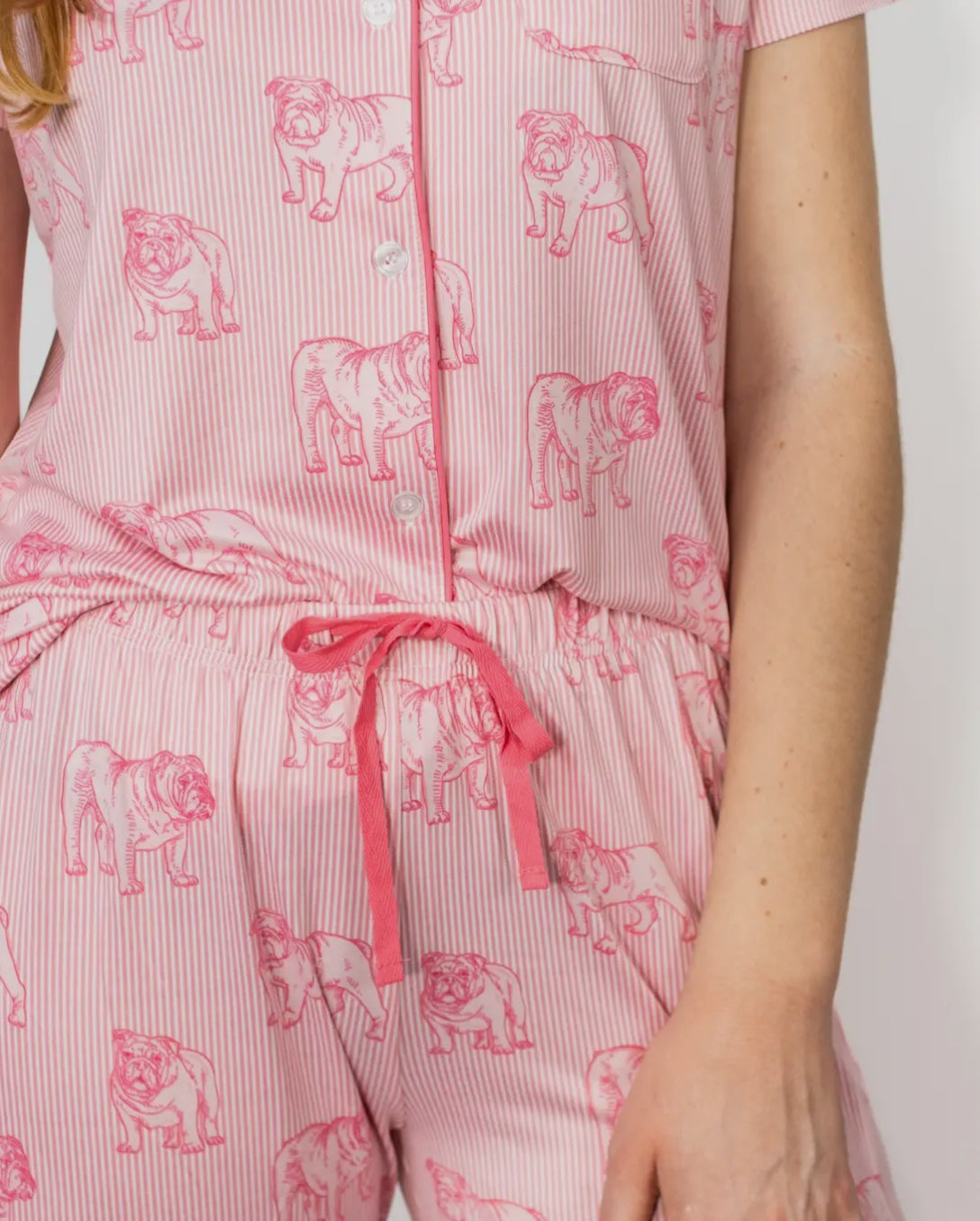 Pink bulldog pajama pants ladies