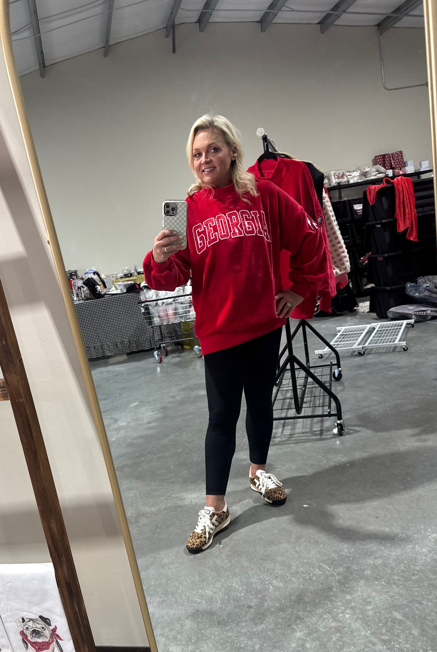 Chenille mock neck red licensed Georgia