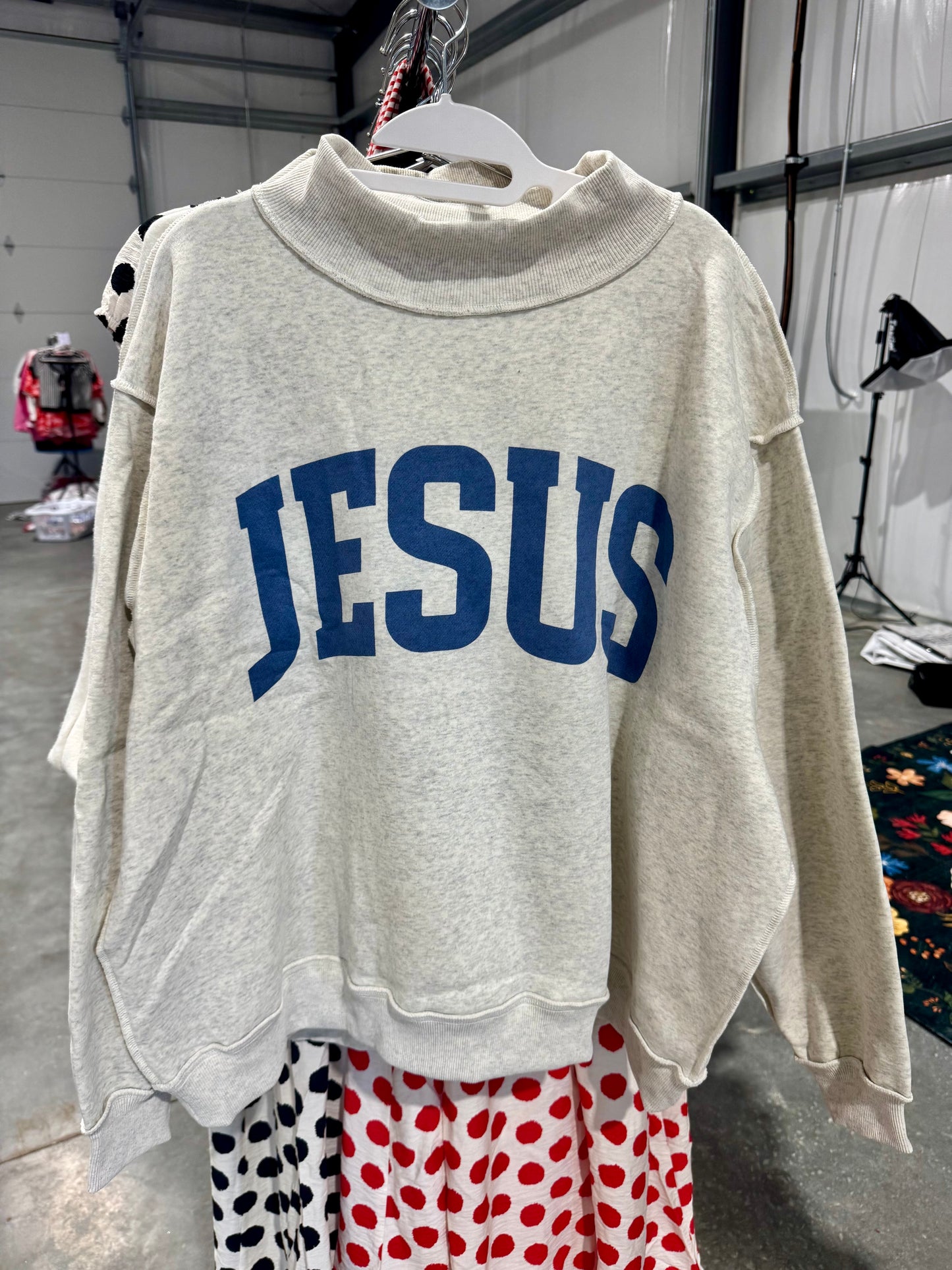 Ships now! reversible mock neck “Jesus” and “God is Good”